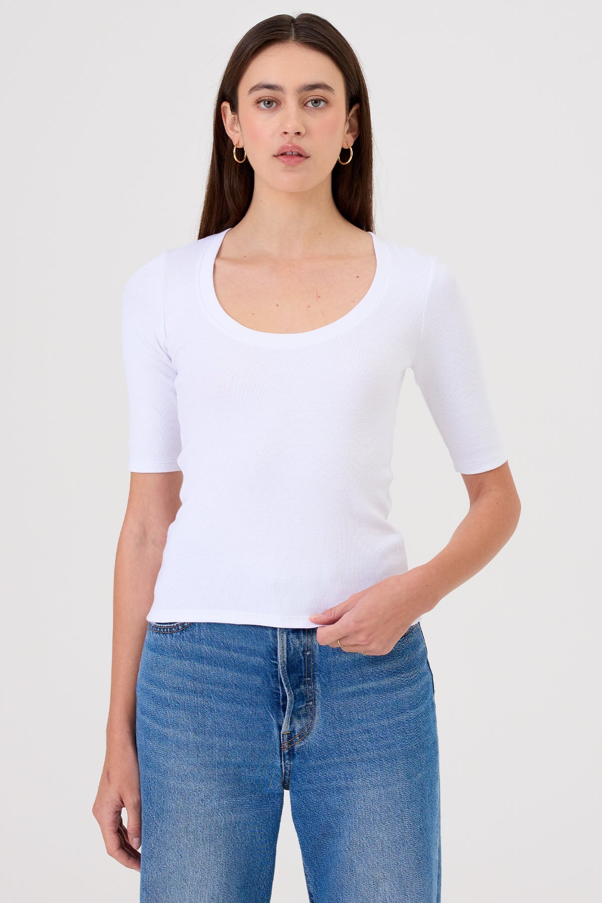 Rebecca Half Sleeve Top  - Goldie LeWinter #color_white