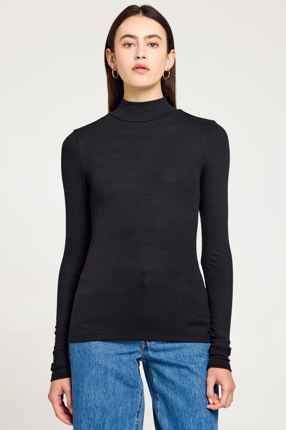 Ribbed Long Sleeve Mock Tee - Goldie LeWinter