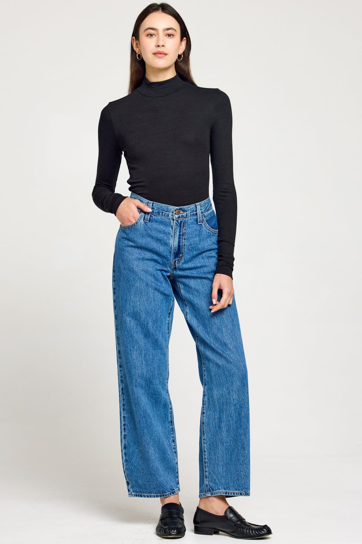 Ribbed Long Sleeve Mock Tee - Goldie LeWinter