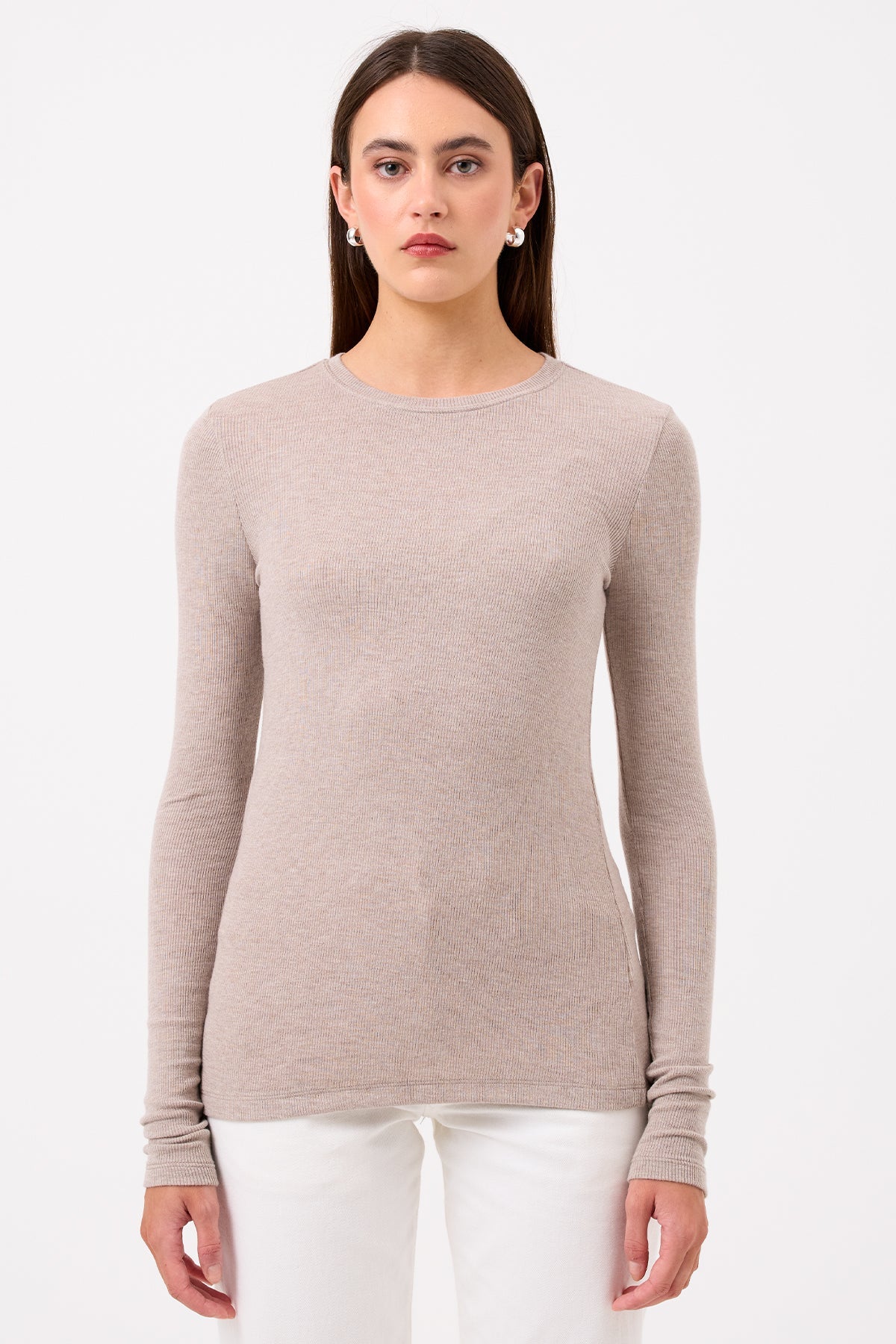 Ribbed Long Sleeve Tee - Goldie LeWinter #color_oatmeal - limited edition