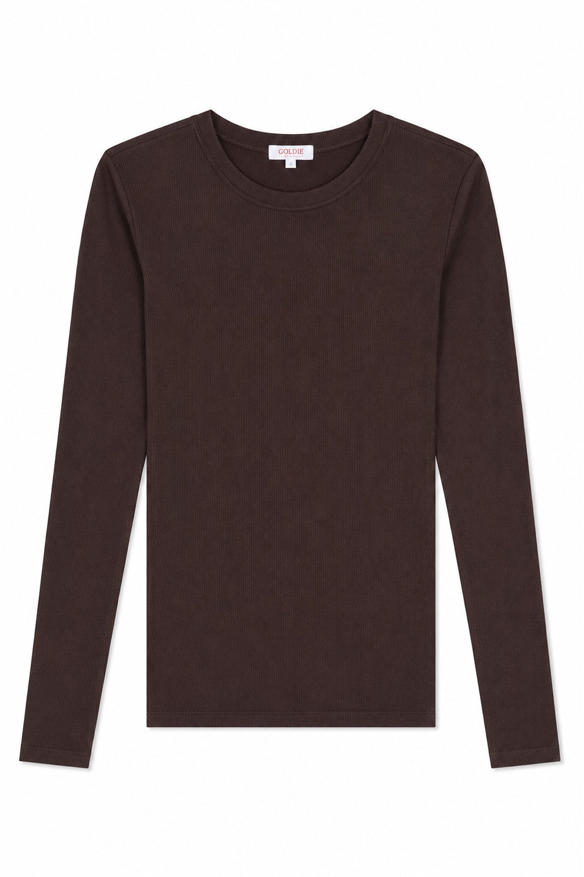 Ribbed Long Sleeve Tee - Goldie LeWinter #color_coffee - limited edition