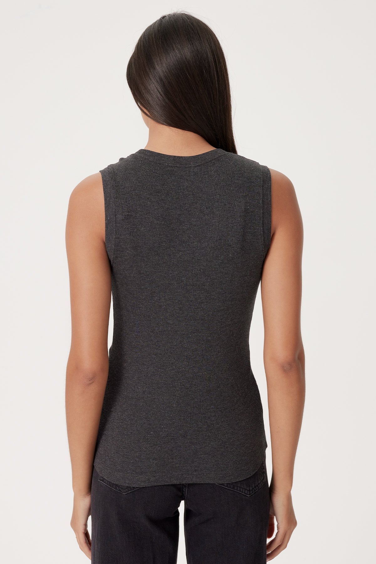 Ribbed Sleeveless Tee - Goldie LeWinter #color_charcoal heather