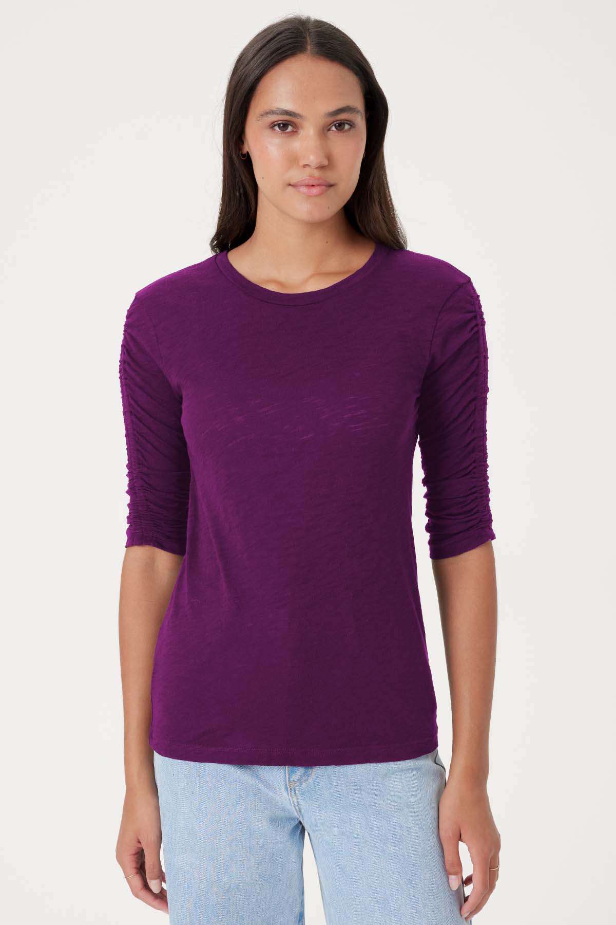 Ruched Half Sleeve Tee - Goldie LeWinter #color_grape