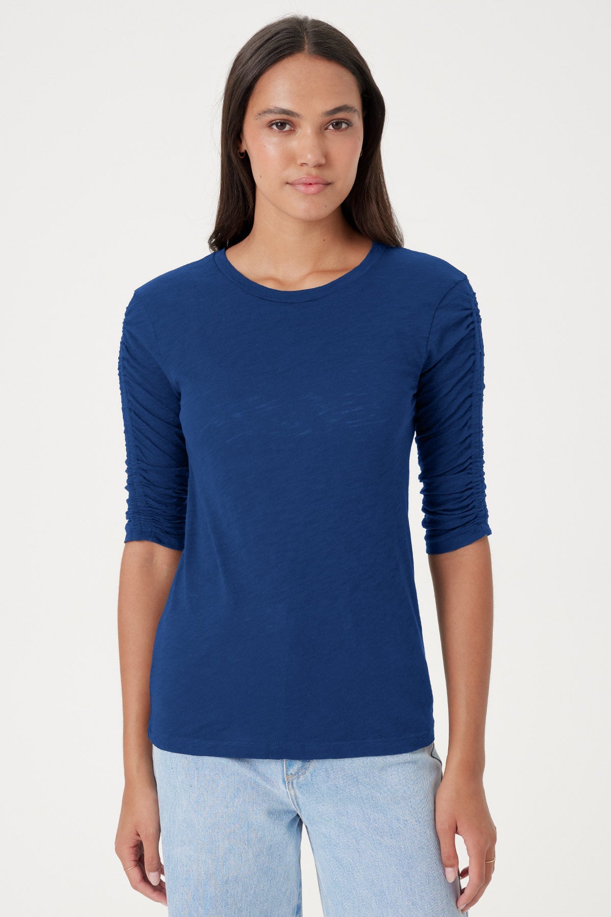 Ruched Half Sleeve Tee - Goldie LeWinter #color_estate blue