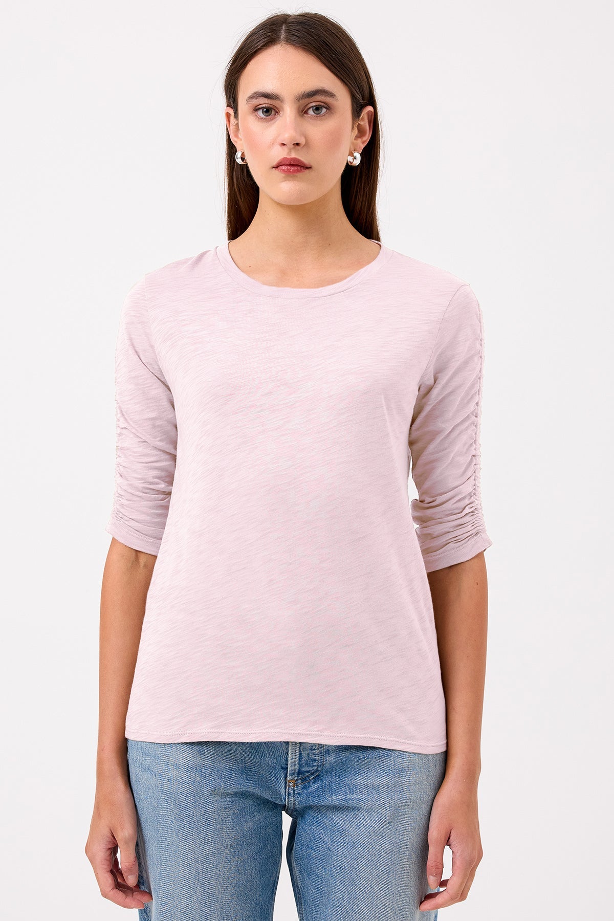 Ruched Half Sleeve Tee - Goldie LeWinter #color_cherry blossom - limited edition