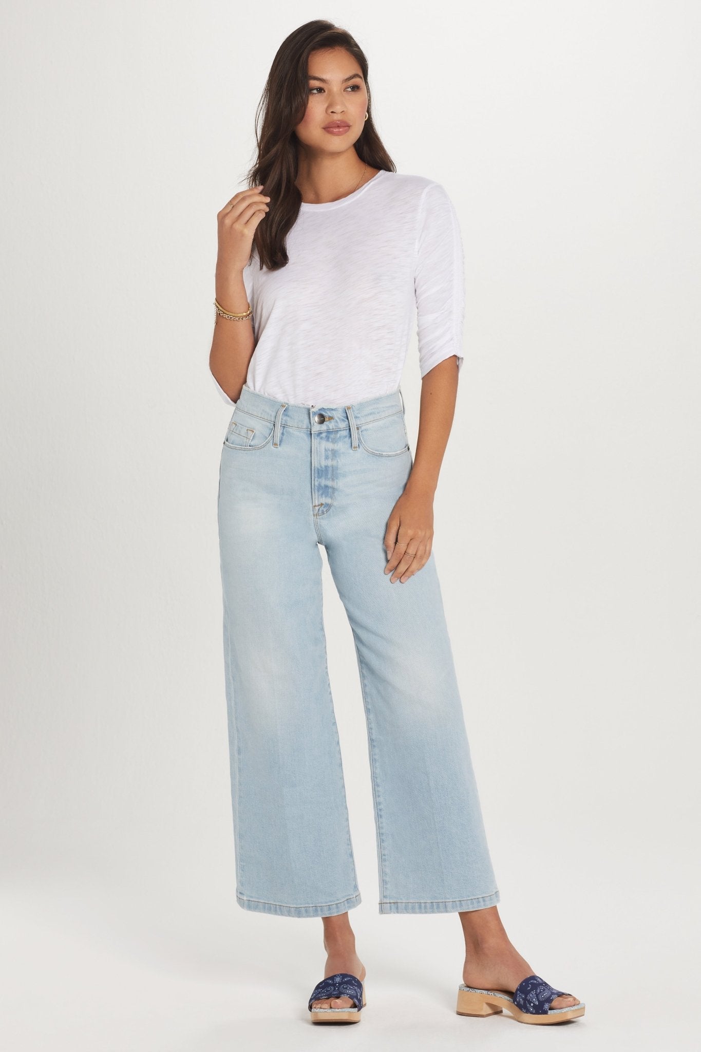 Ruched Half Sleeve Tee - Goldie LeWinter #color_white