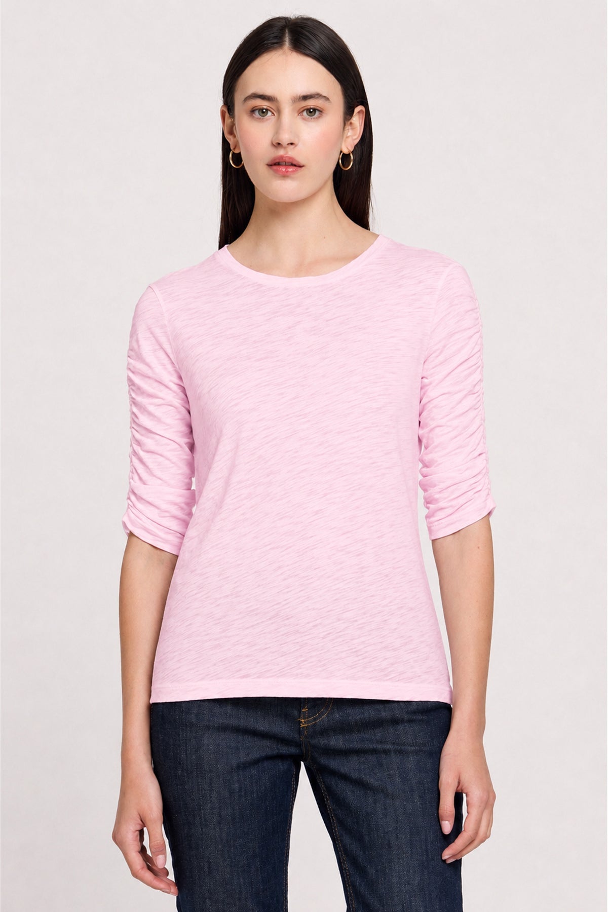 Ruched Half Sleeve Tee - Goldie LeWinter #color_cherry blossom