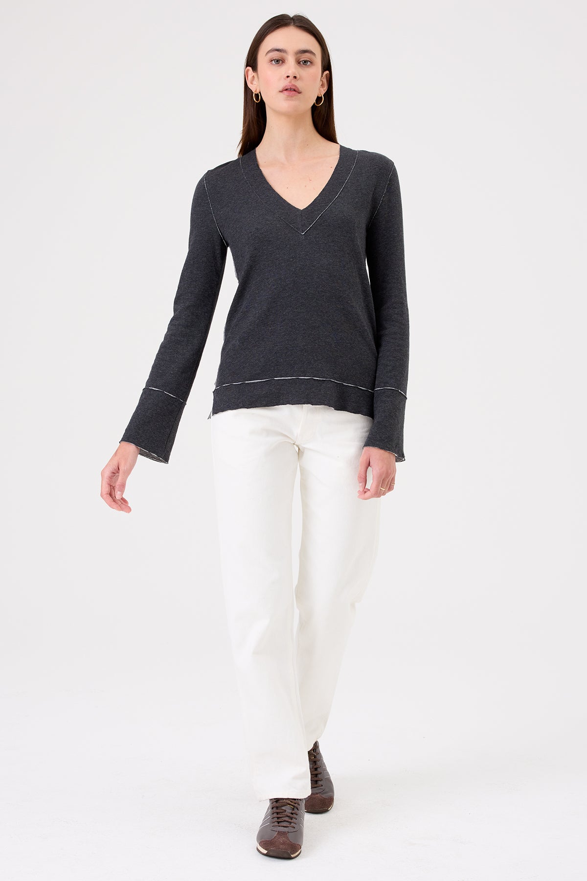 Serena V Neck Pullover - Goldie LeWinter #color_charcoal