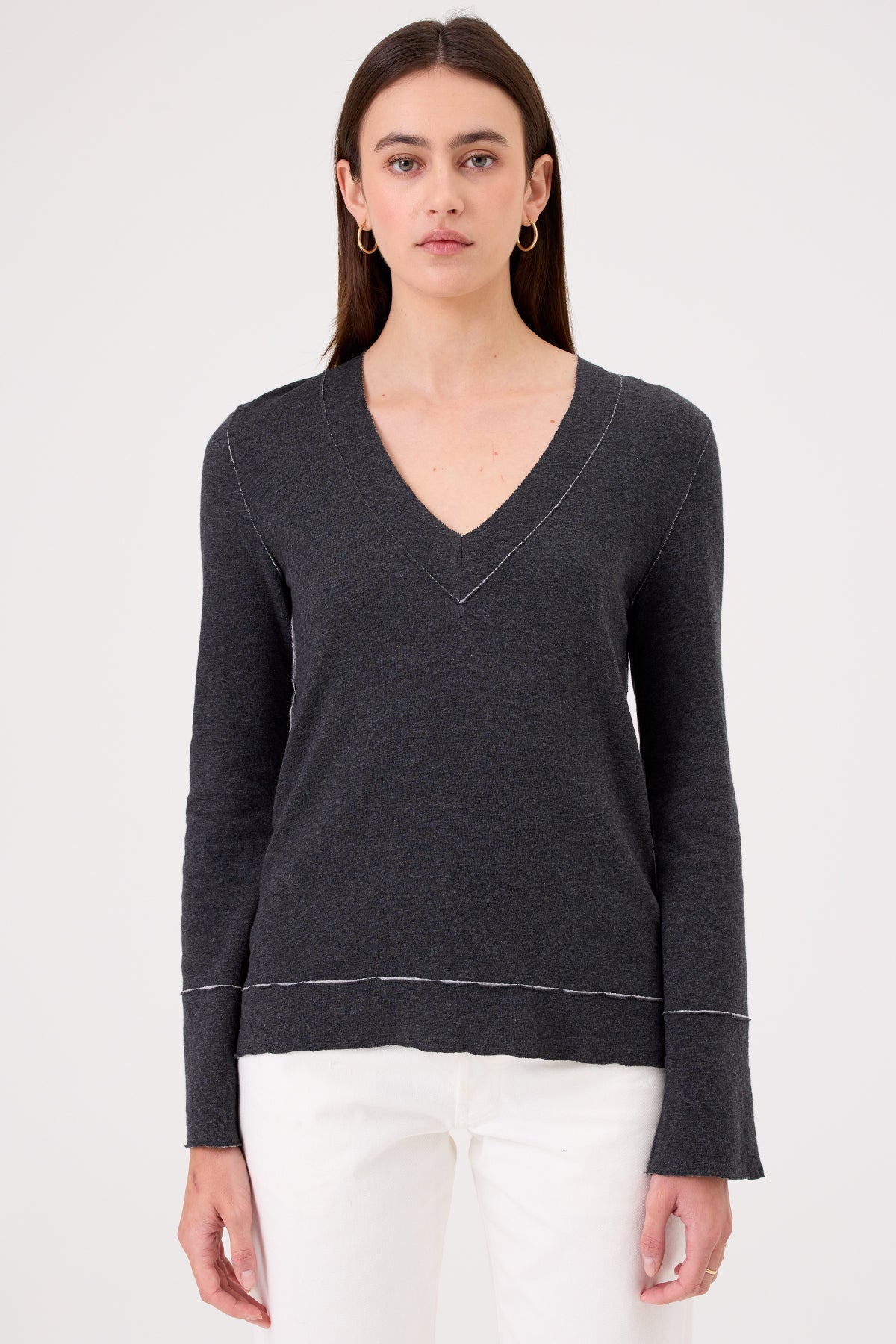Serena V Neck Pullover - Goldie LeWinter #color_charcoal