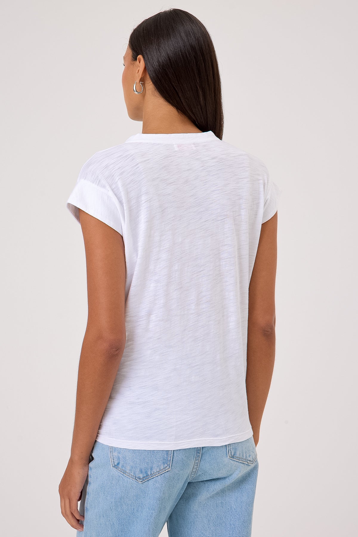 Serenity Cap Sleeve V Neck Tee - Goldie LeWinter #color_white
