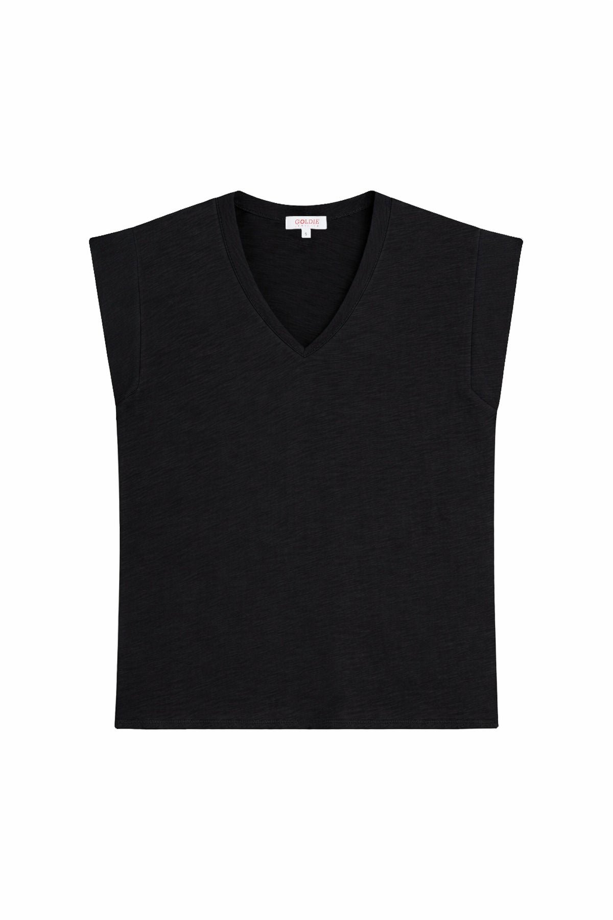 Serenity Cap Sleeve V Neck Tee - Goldie LeWinter #color_black