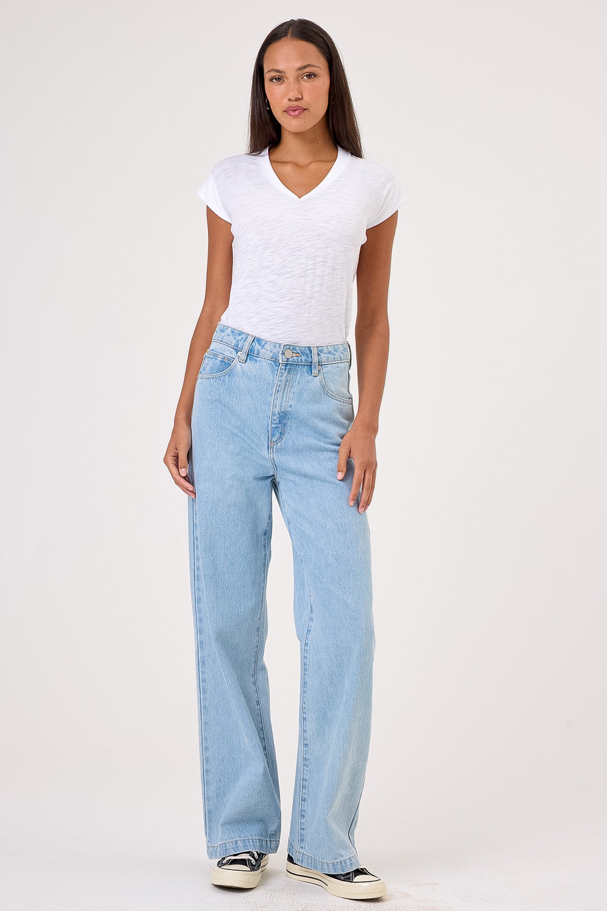 Serenity Cap Sleeve V Neck Tee - Goldie LeWinter #color_white