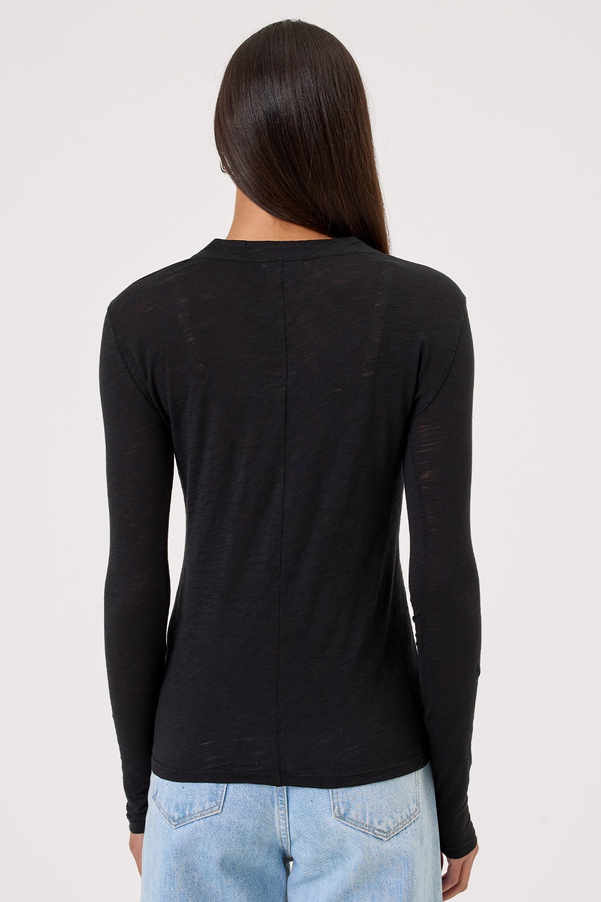 Serenity Long Sleeve V Neck Tee - Goldie LeWinter #color_black