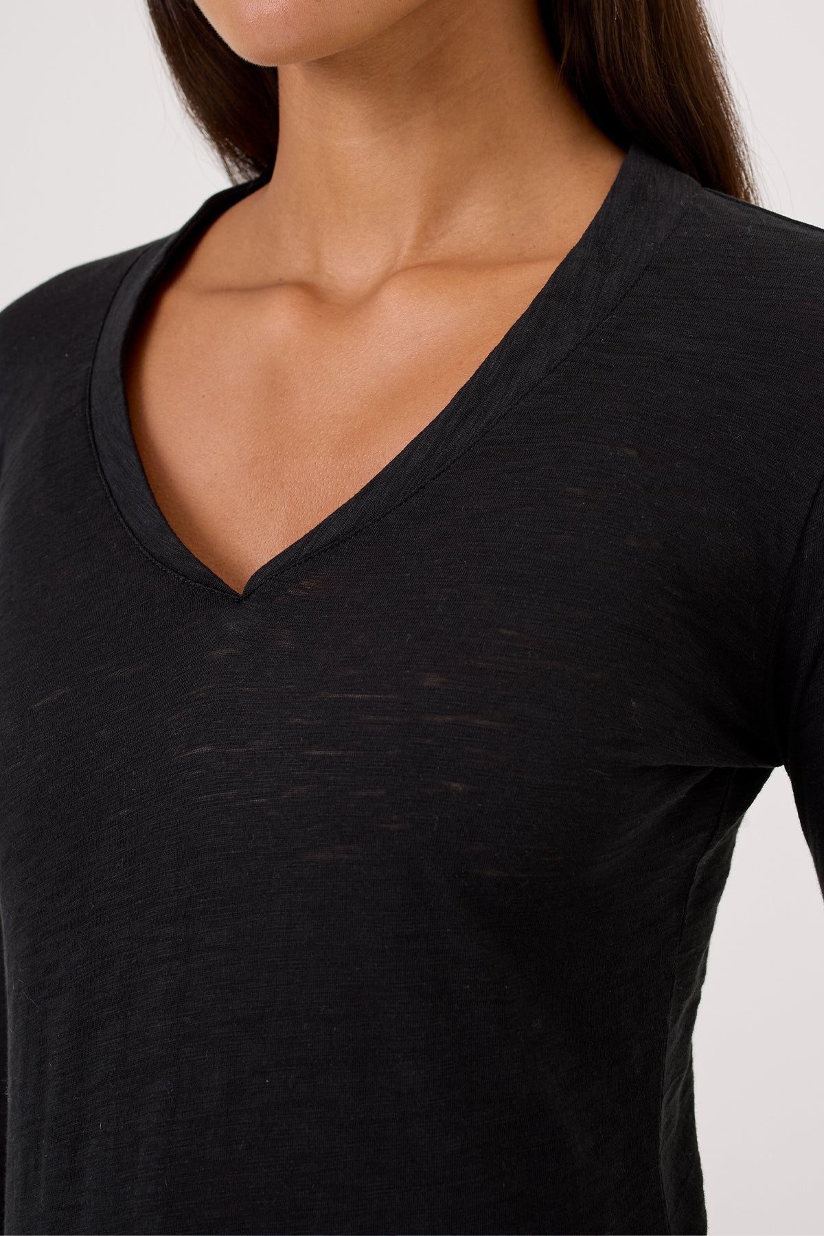 Serenity Long Sleeve V Neck Tee - Goldie LeWinter #color_black