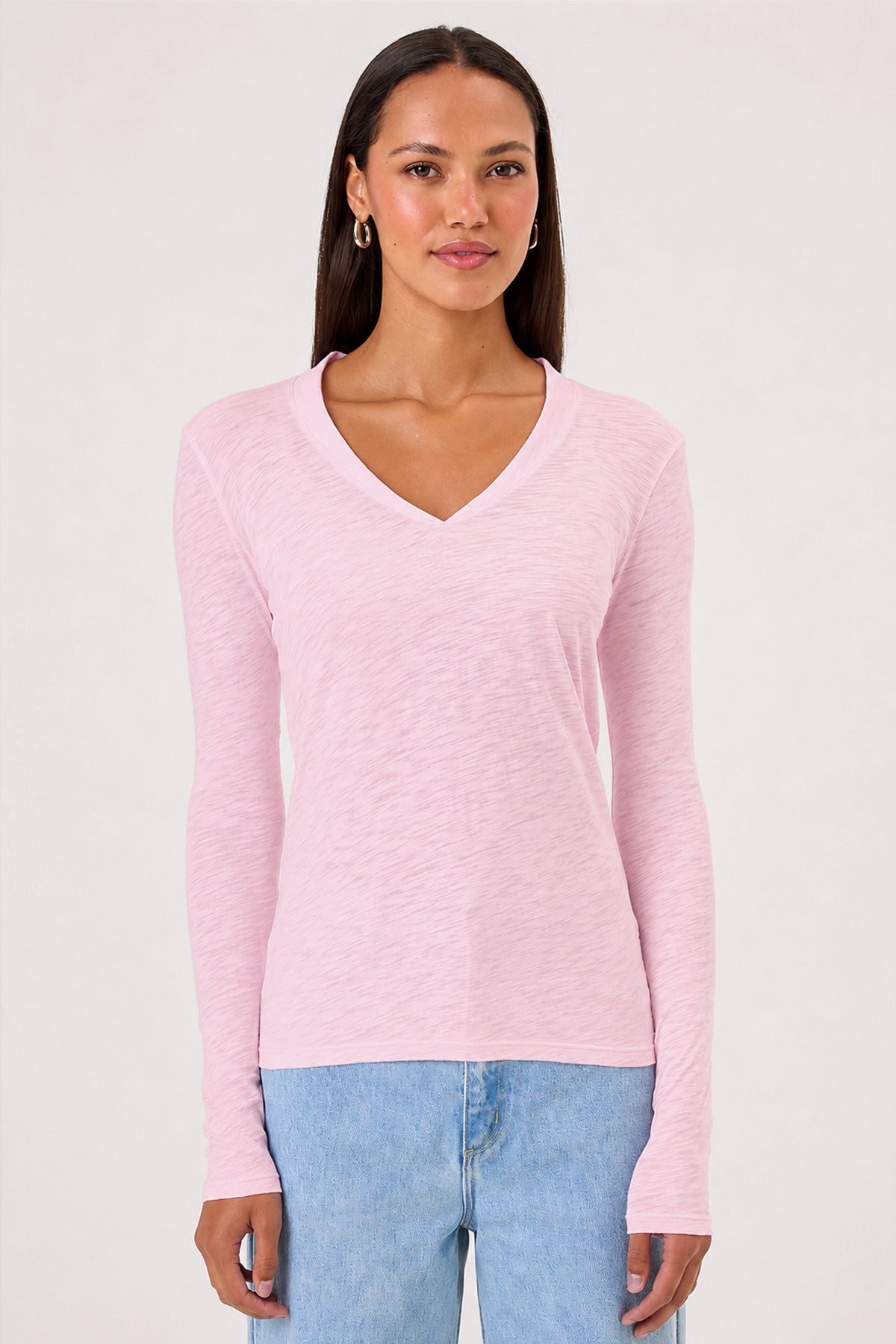 Serenity Long Sleeve V Neck Tee - Goldie LeWinter #color_cherry blossom