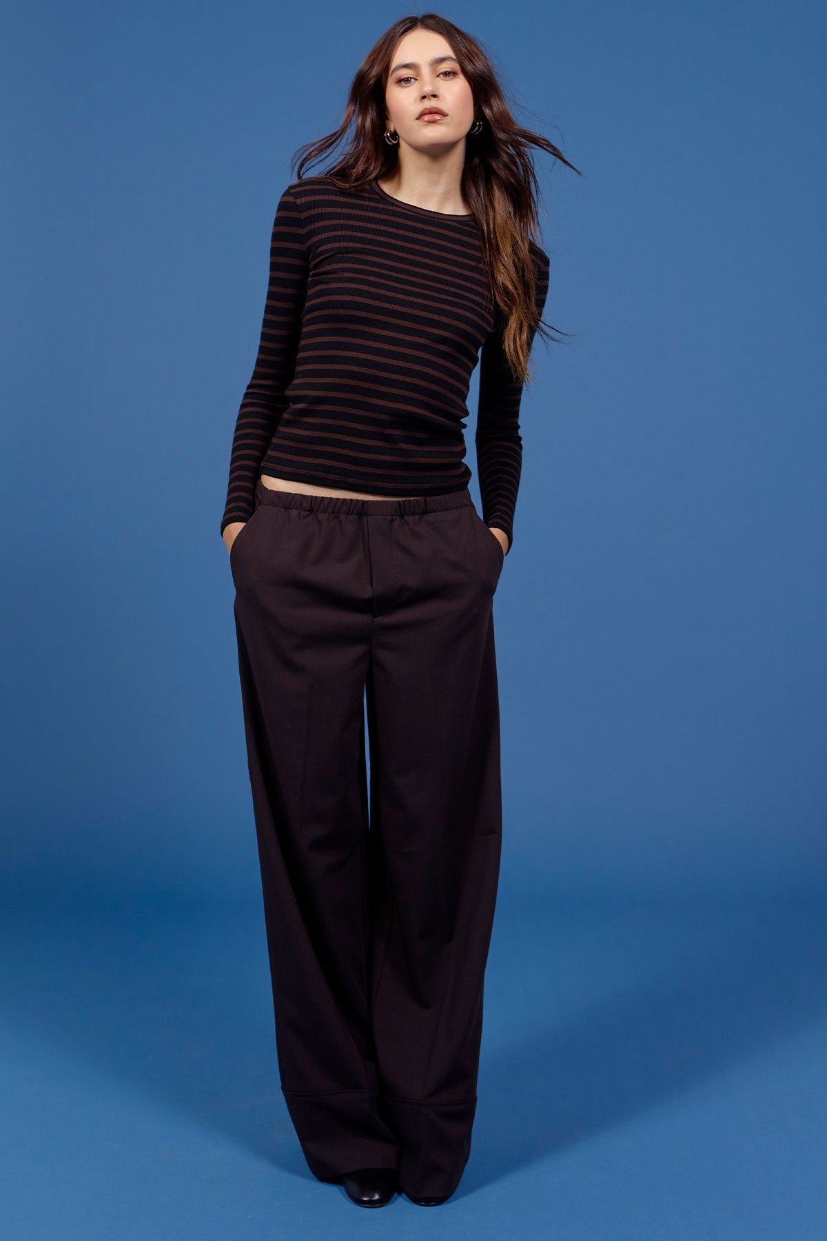 Shadow Stripe Top - Goldie LeWinter #color_black / coffee