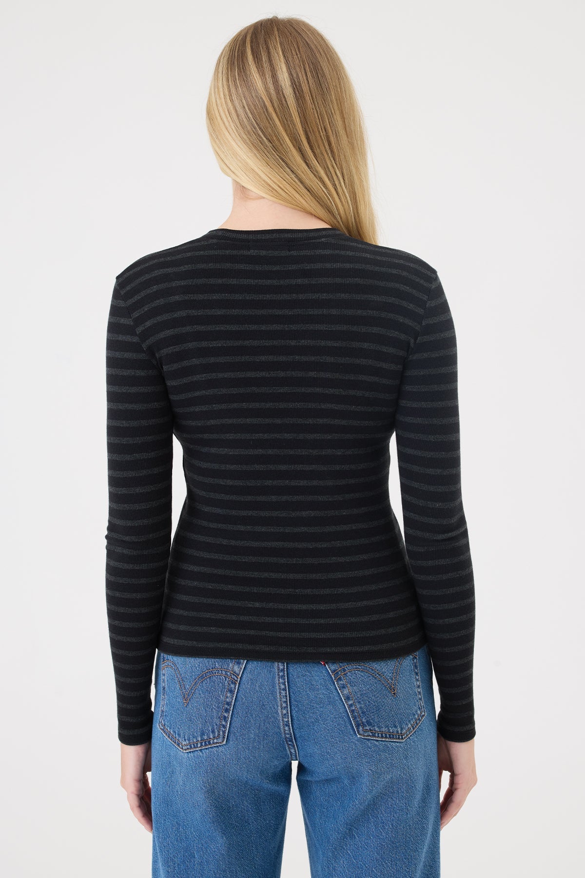 Shadow Stripe Top - Goldie LeWinter #color_black / charcoal heather
