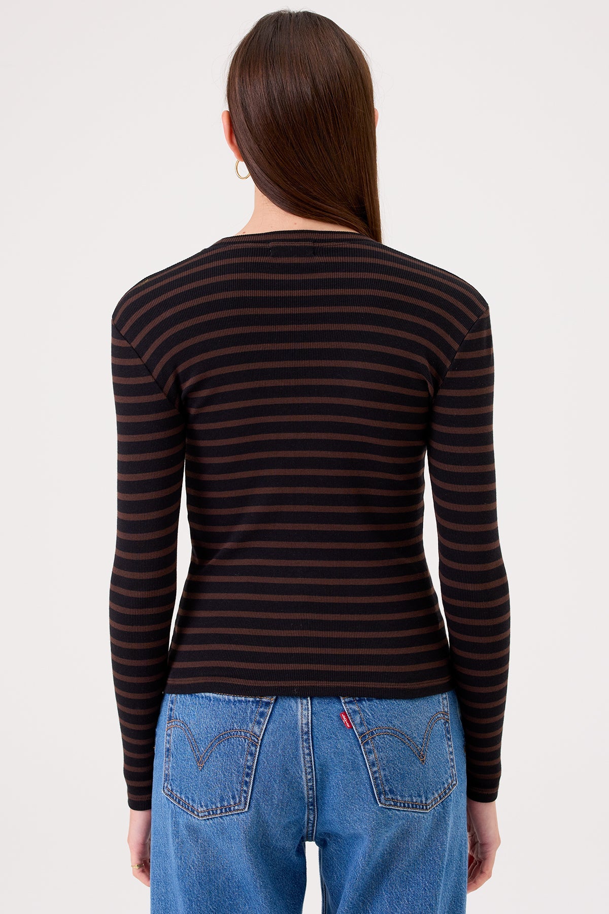 Shadow Stripe Top - Goldie LeWinter #color_black / coffee