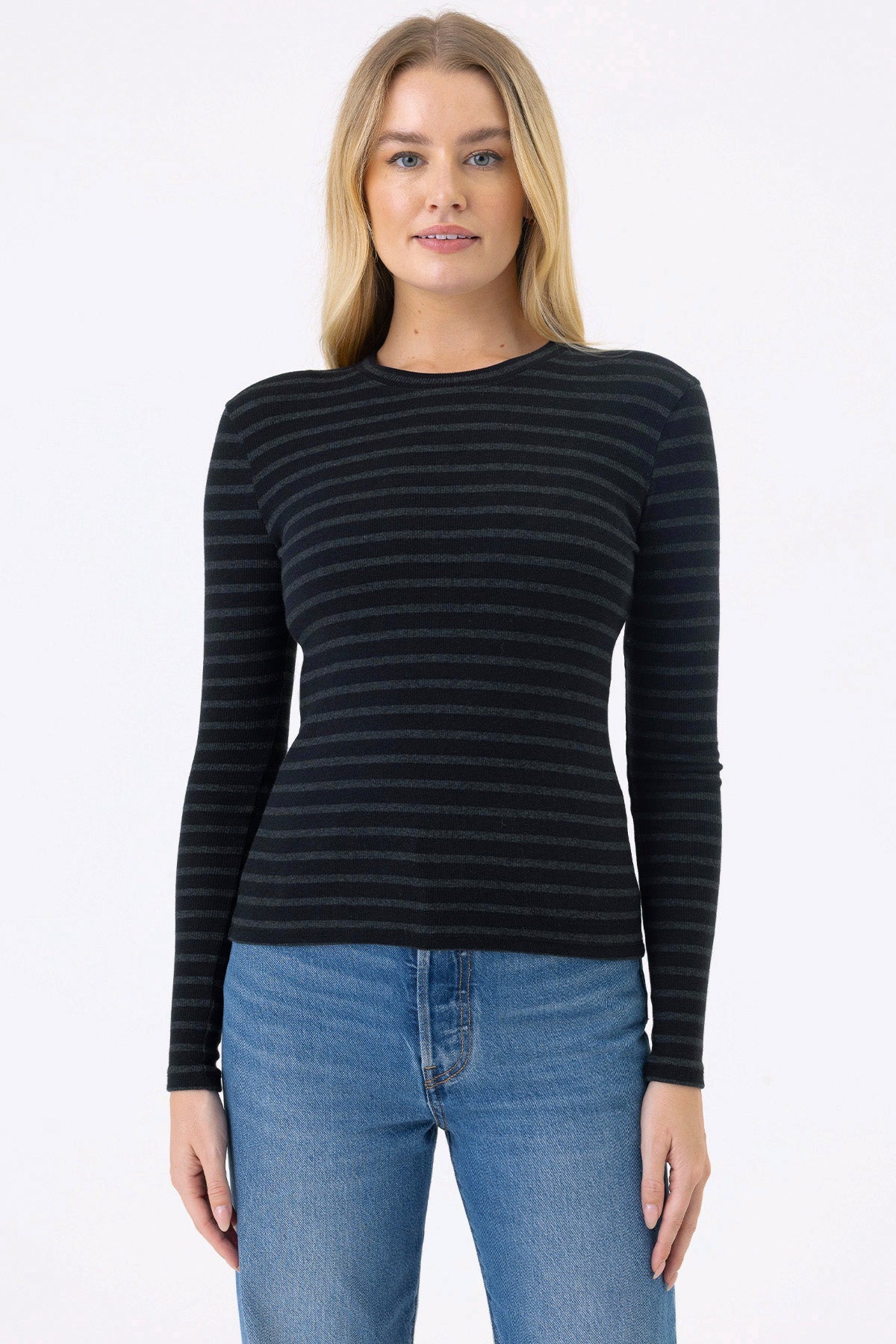 Shadow Stripe Top - Goldie LeWinter #color_black / charcoal heather