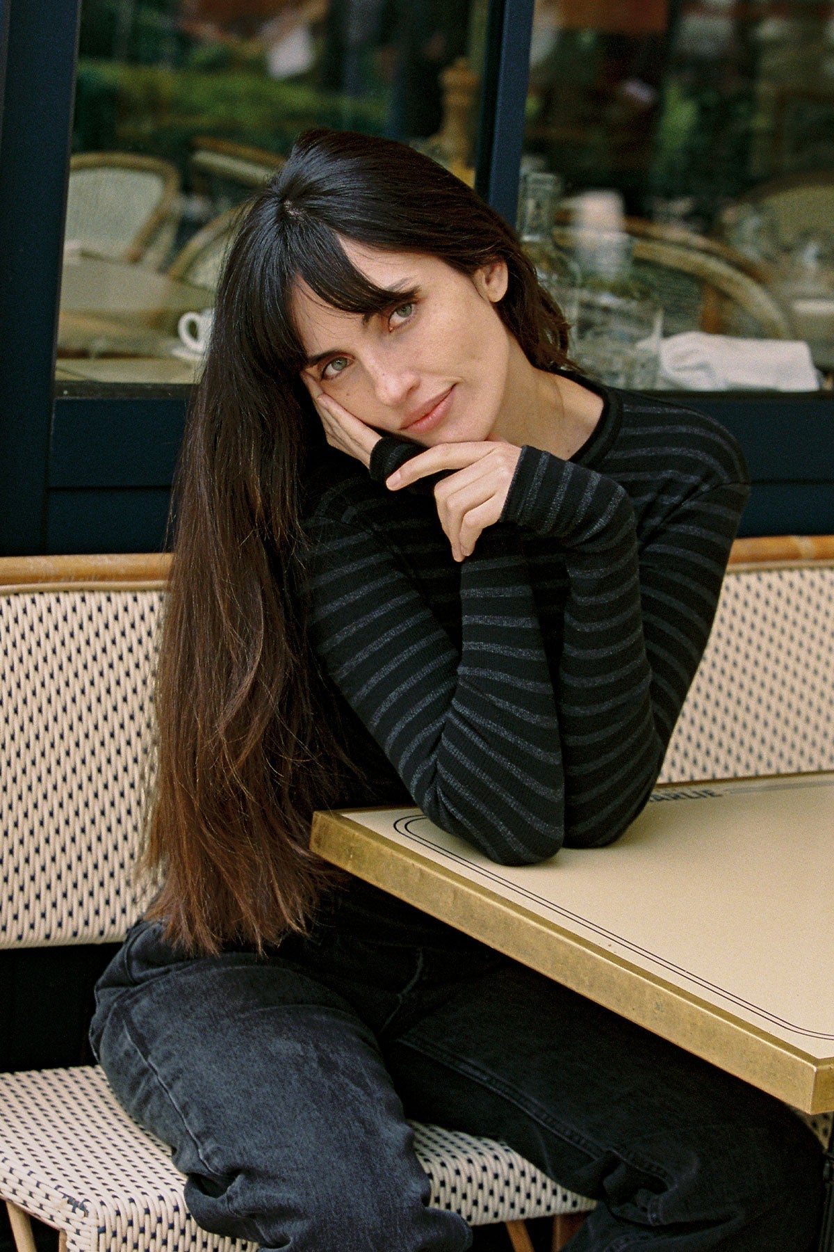 Shadow Stripe Top - Goldie LeWinter #color_black / charcoal heather