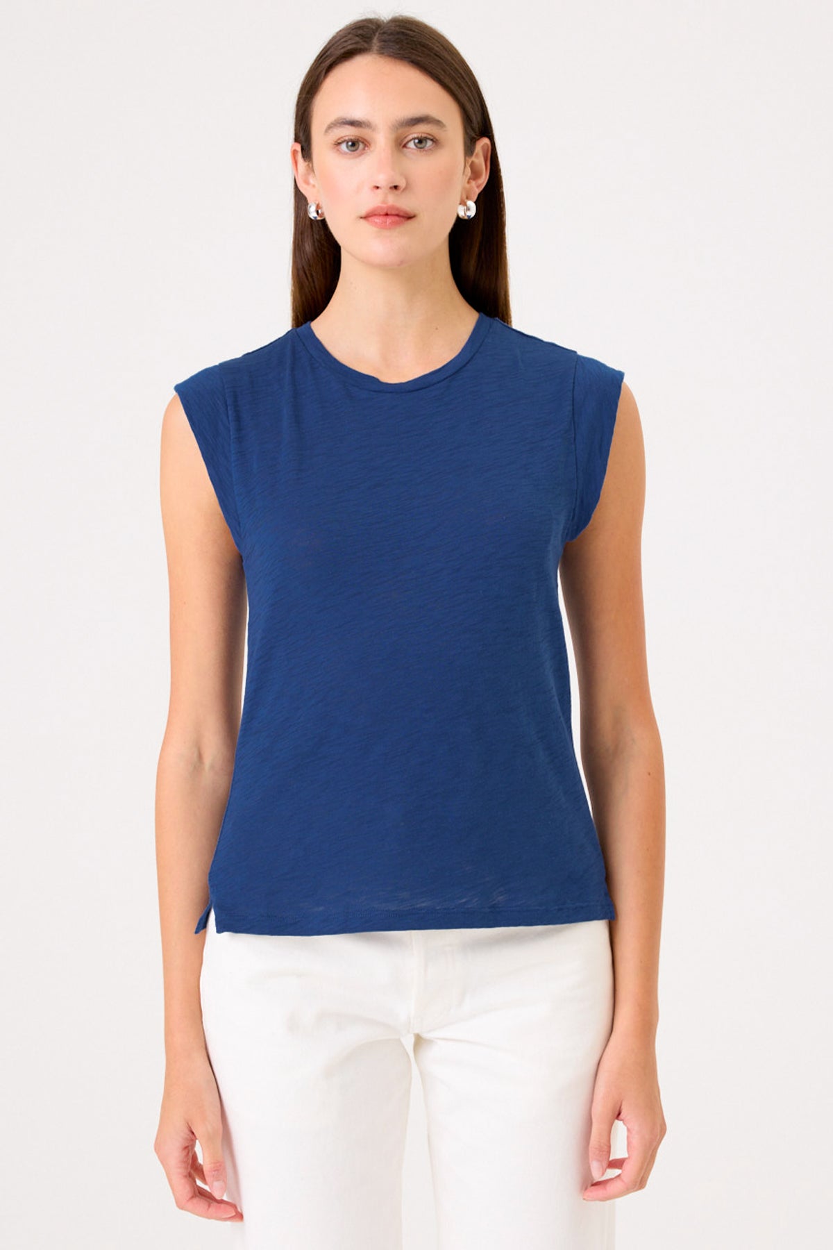 Signature Slub Cap Sleeve Tee - Goldie LeWinter #color_estate blue - limited edition