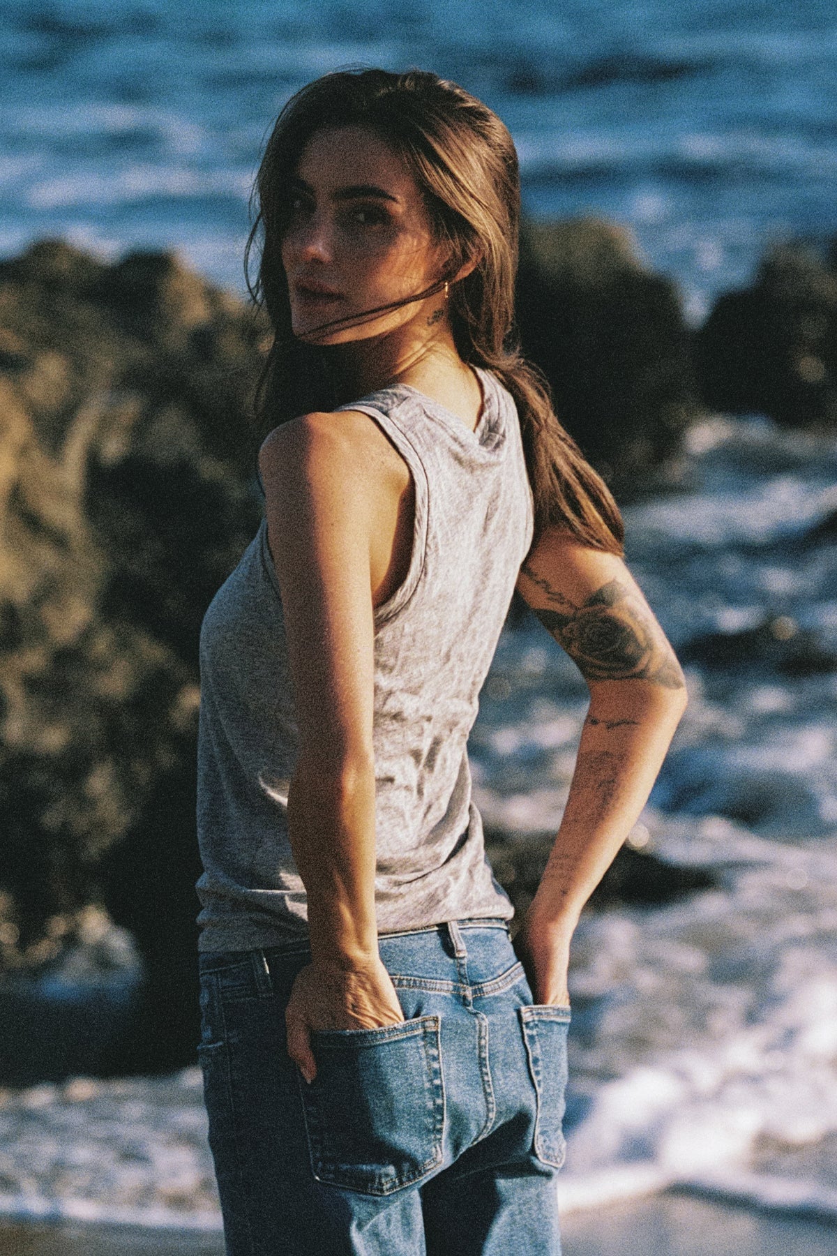 Signature Slub Crew Tank - Goldie LeWinter #color_gray heather