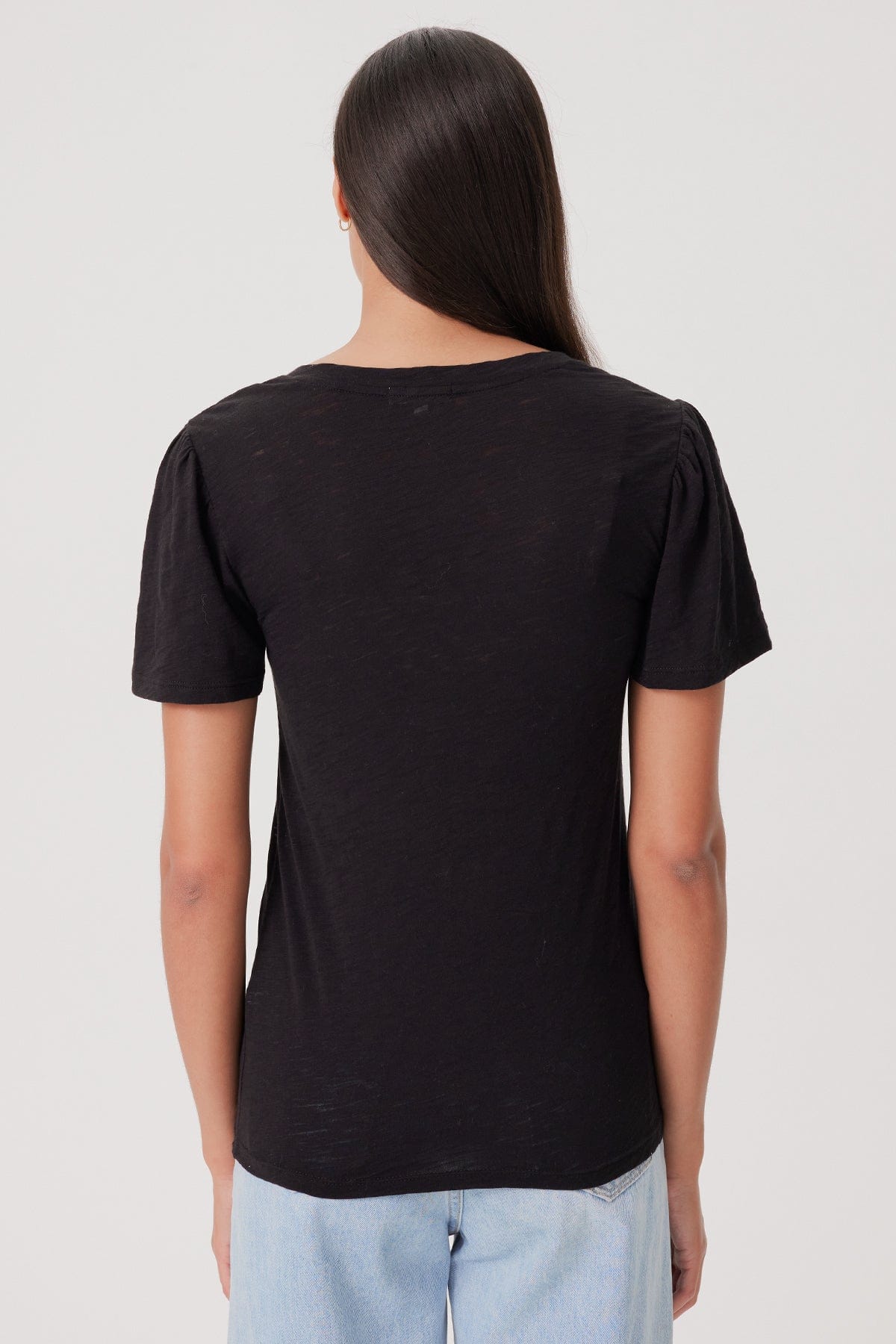 Signature Slub Flutter Sleeve V Neck Tee - Goldie LeWinter