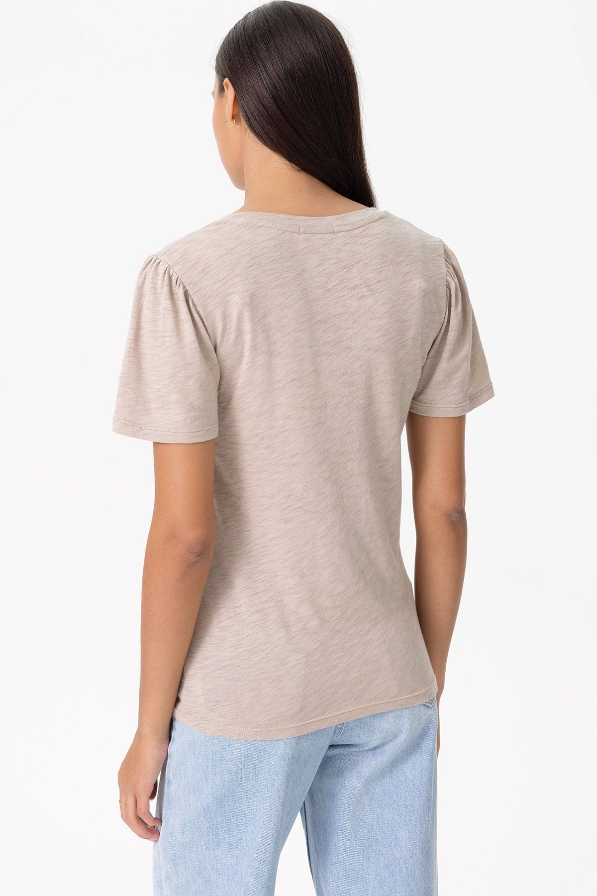 Signature Slub Flutter Sleeve V Neck Tee - Goldie LeWinter