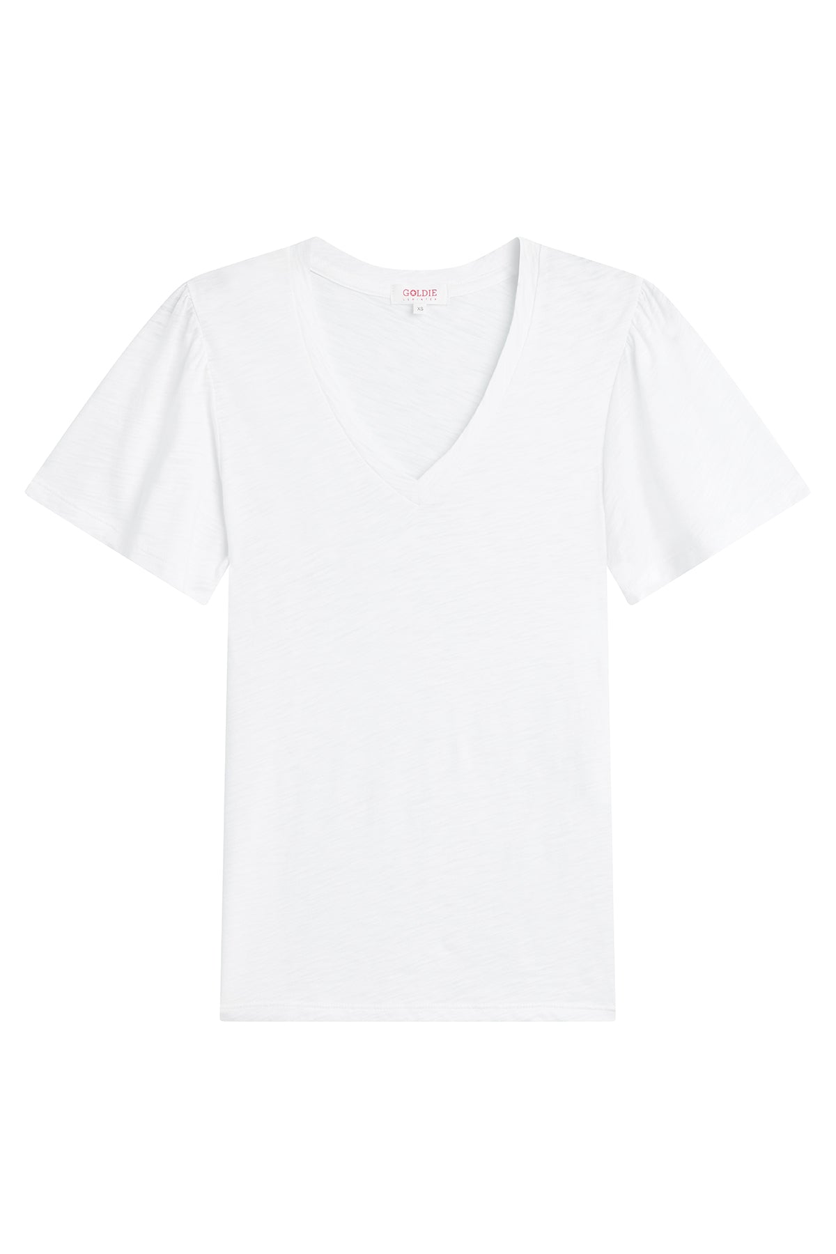 Signature Slub Flutter Sleeve V Neck Tee - Goldie LeWinter #color_white