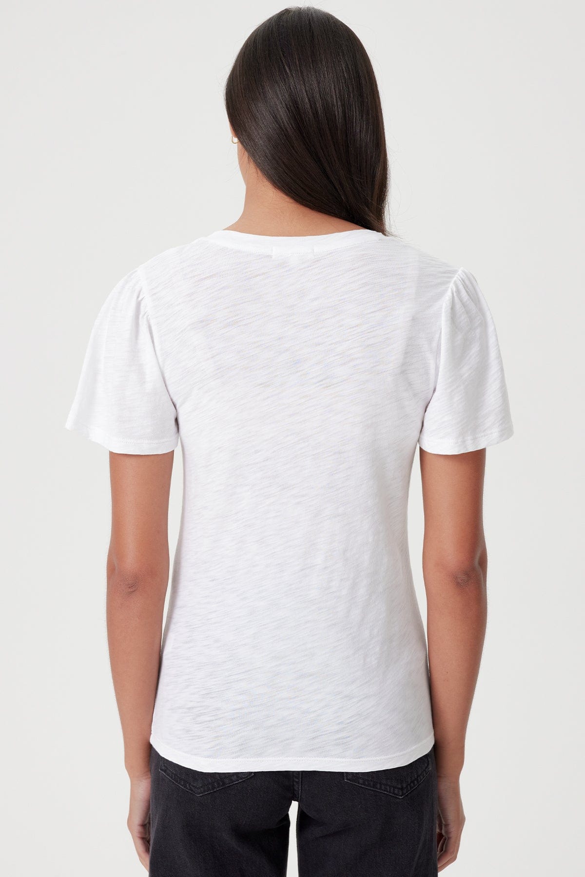 Signature Slub Flutter Sleeve V Neck Tee - Goldie LeWinter
