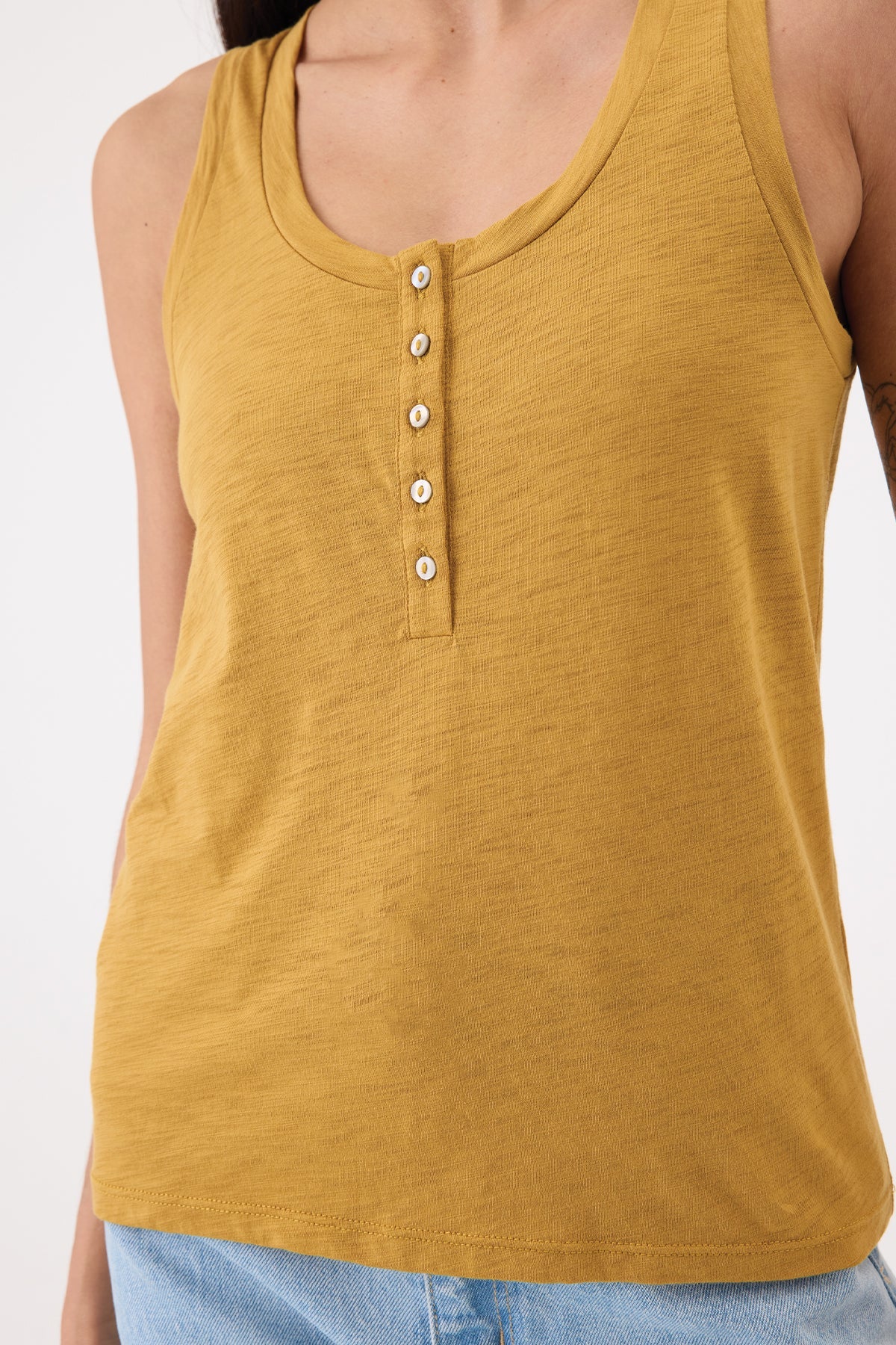 Signature Slub Henley Tank - Goldie LeWinter #color_ochre - limited edition