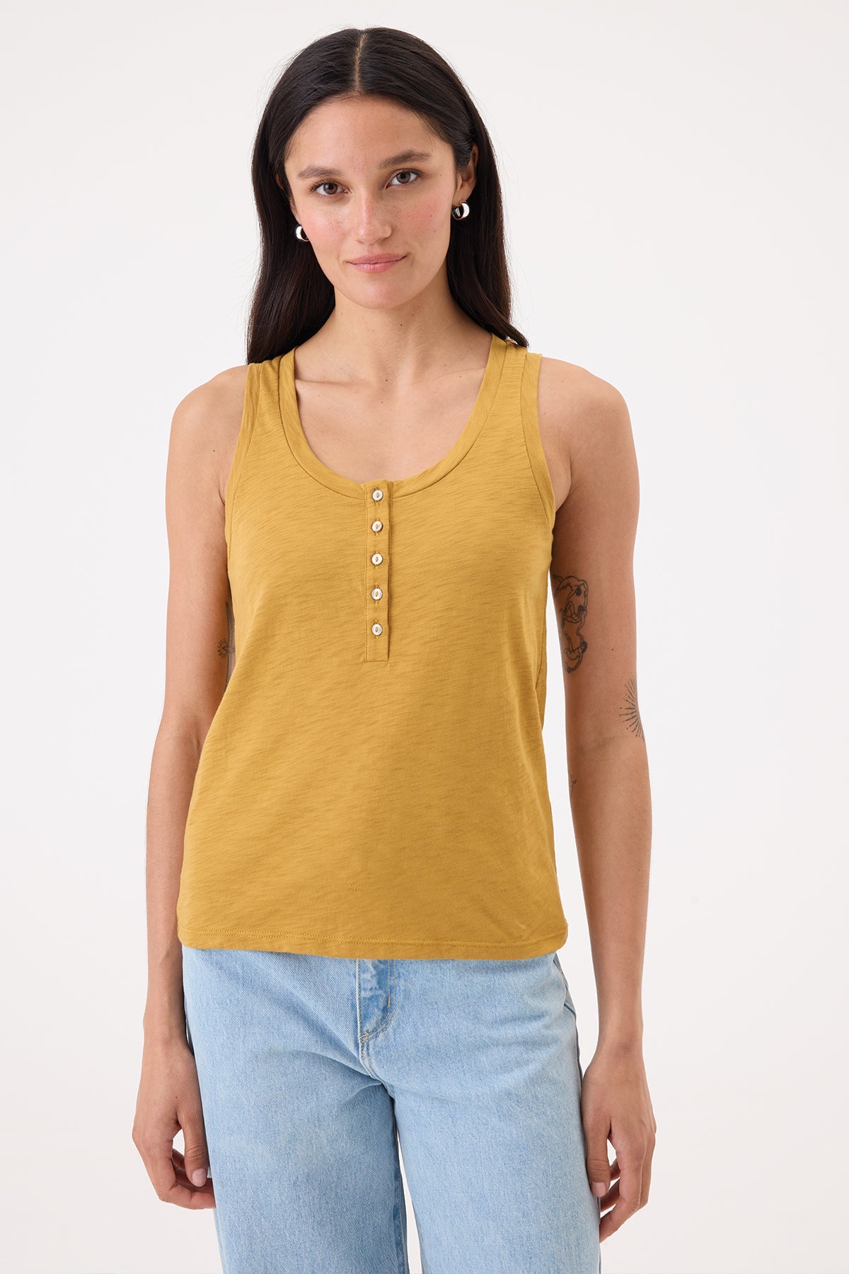 Signature Slub Henley Tank - Goldie LeWinter #color_ochre - limited edition