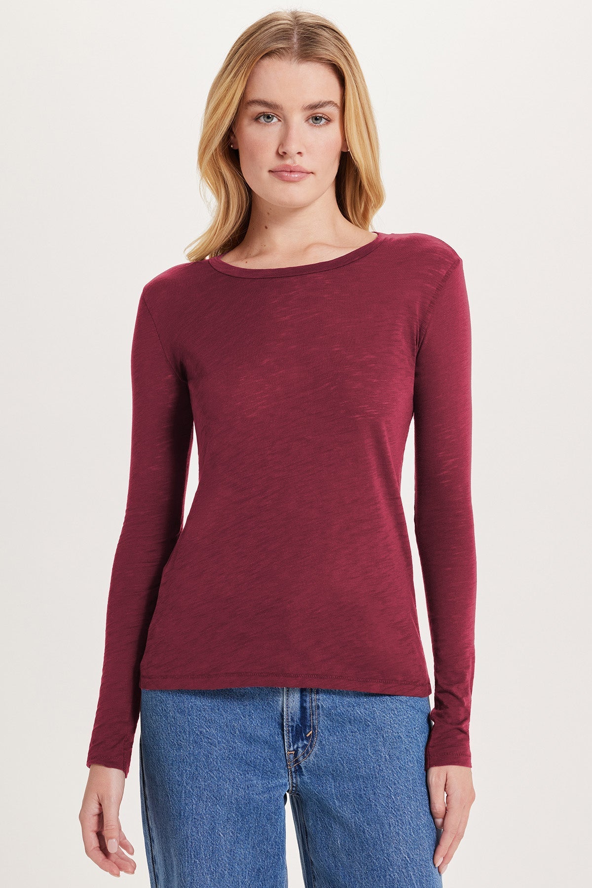 Signature Slub Long Sleeve Tee - Goldie LeWinter #color_bordeaux - limited edition