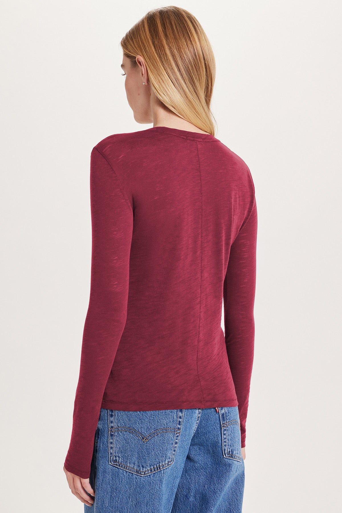 Signature Slub Long Sleeve Tee - Goldie LeWinter #color_bordeaux - limited edition