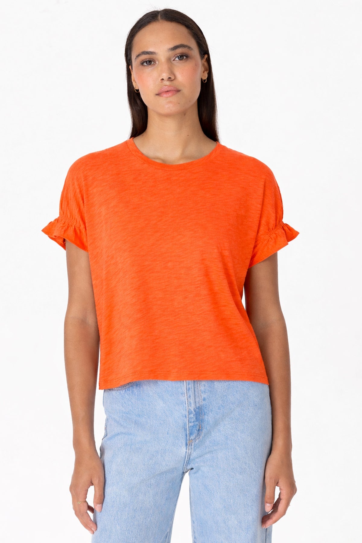 Signature Slub Puff & Ruffle Sleeve Tee - Goldie LeWinter #color_fiesta - limited edition
