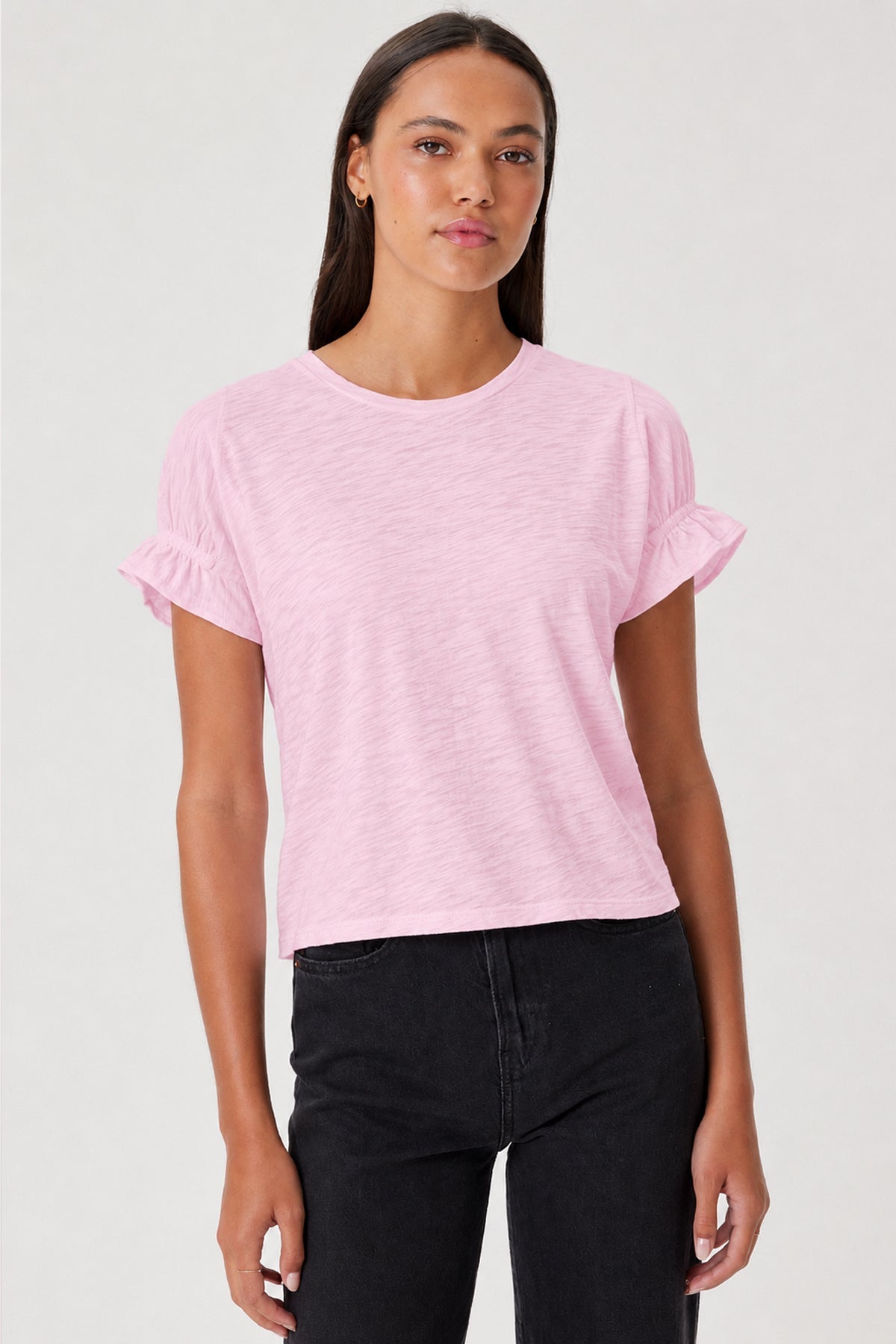 Signature Slub Puff & Ruffle Sleeve Tee - Goldie LeWinter #color_cherry blossom