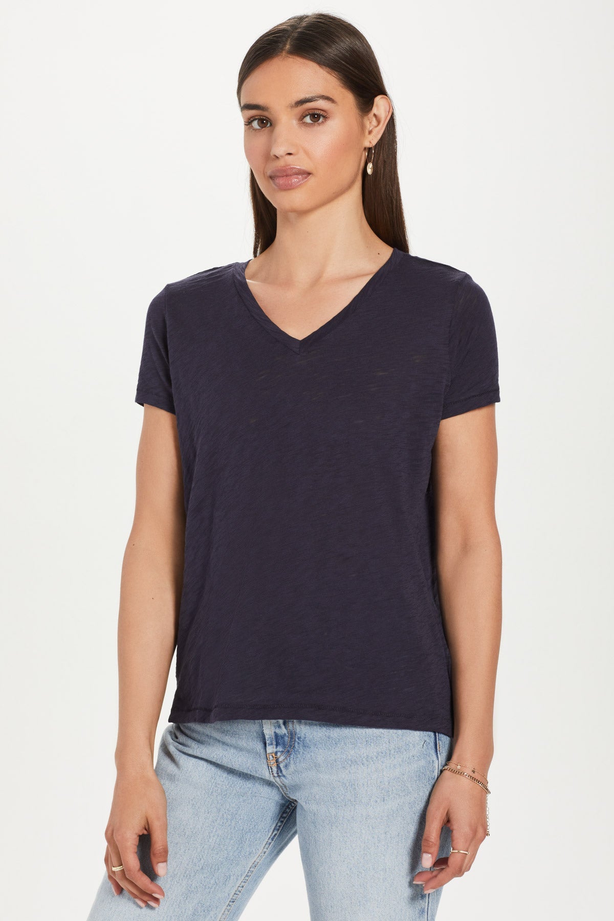 Signature Slub V Neck Boy Tee - Goldie LeWinter #color_navy
