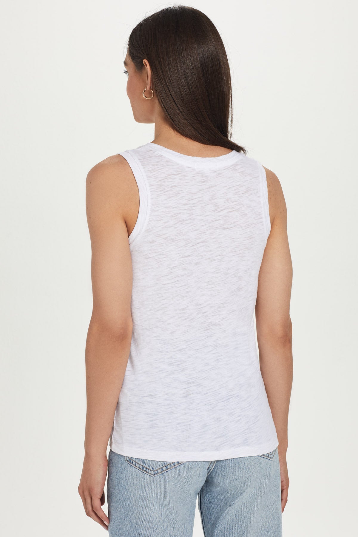 Signature Slub V Neck Tank - Goldie LeWinter #color_white