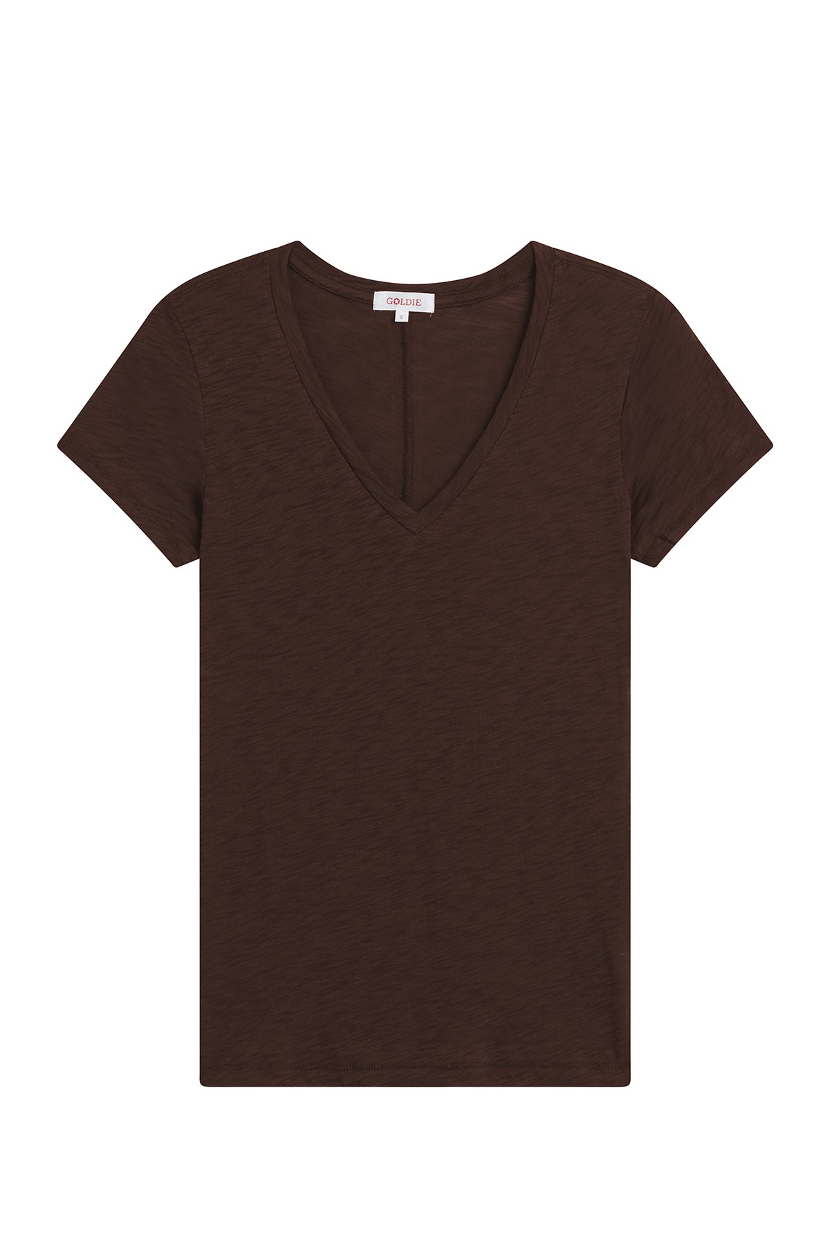 Signature Slub V Neck Tee - Goldie LeWinter #color_coffee - limited edition