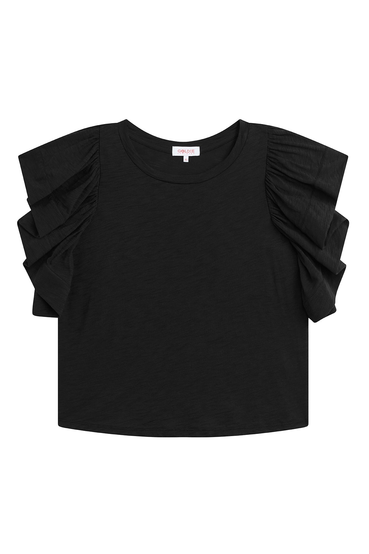 Signature Slub Waterfall Ruffle Shell - Goldie LeWinter #color_black