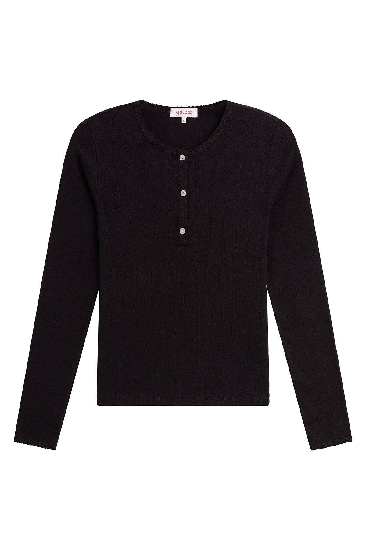 Sloane Pointelle Henley - Goldie LeWinter #color_black