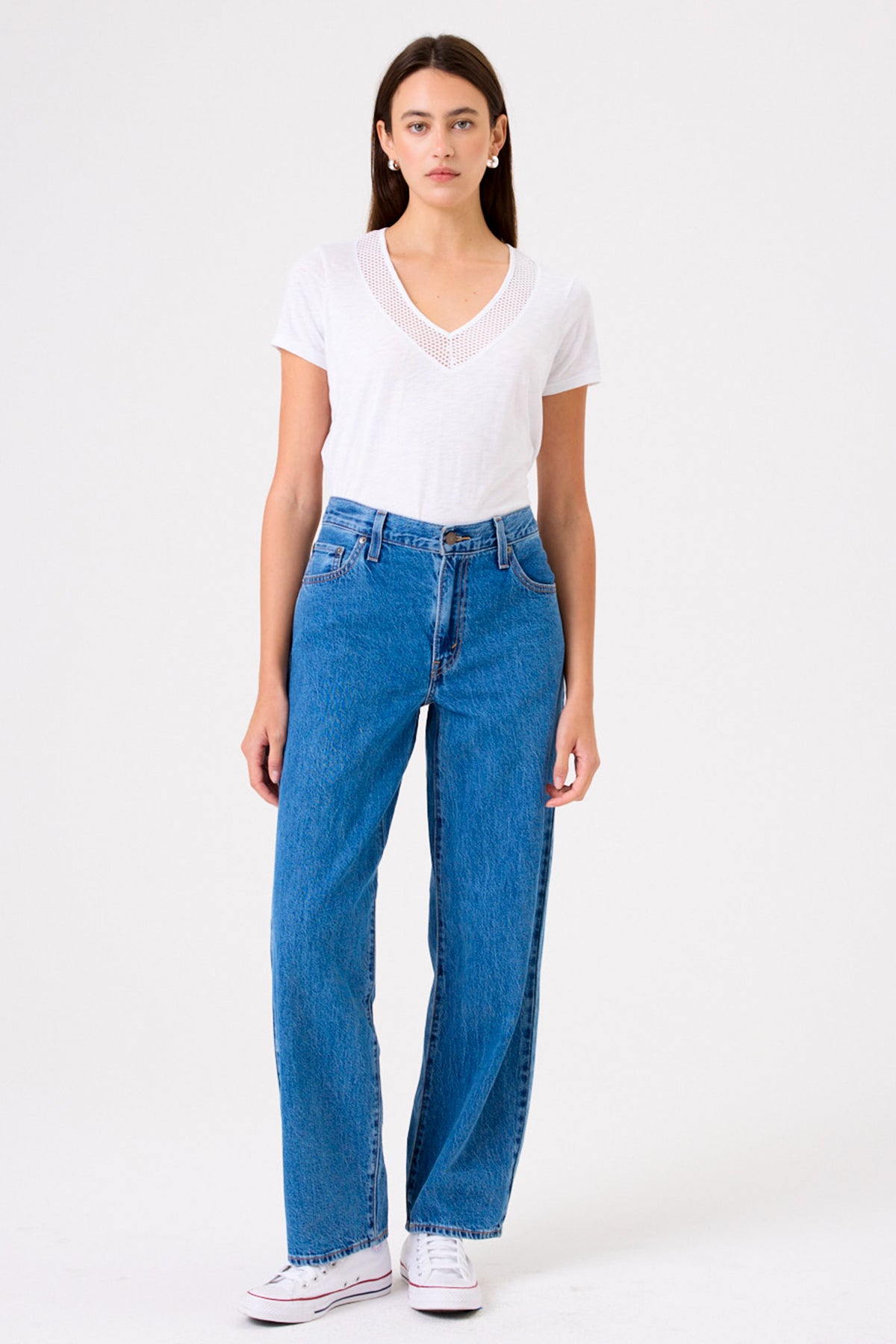 Soleil V Neck Boy Tee - Goldie LeWinter #color_white