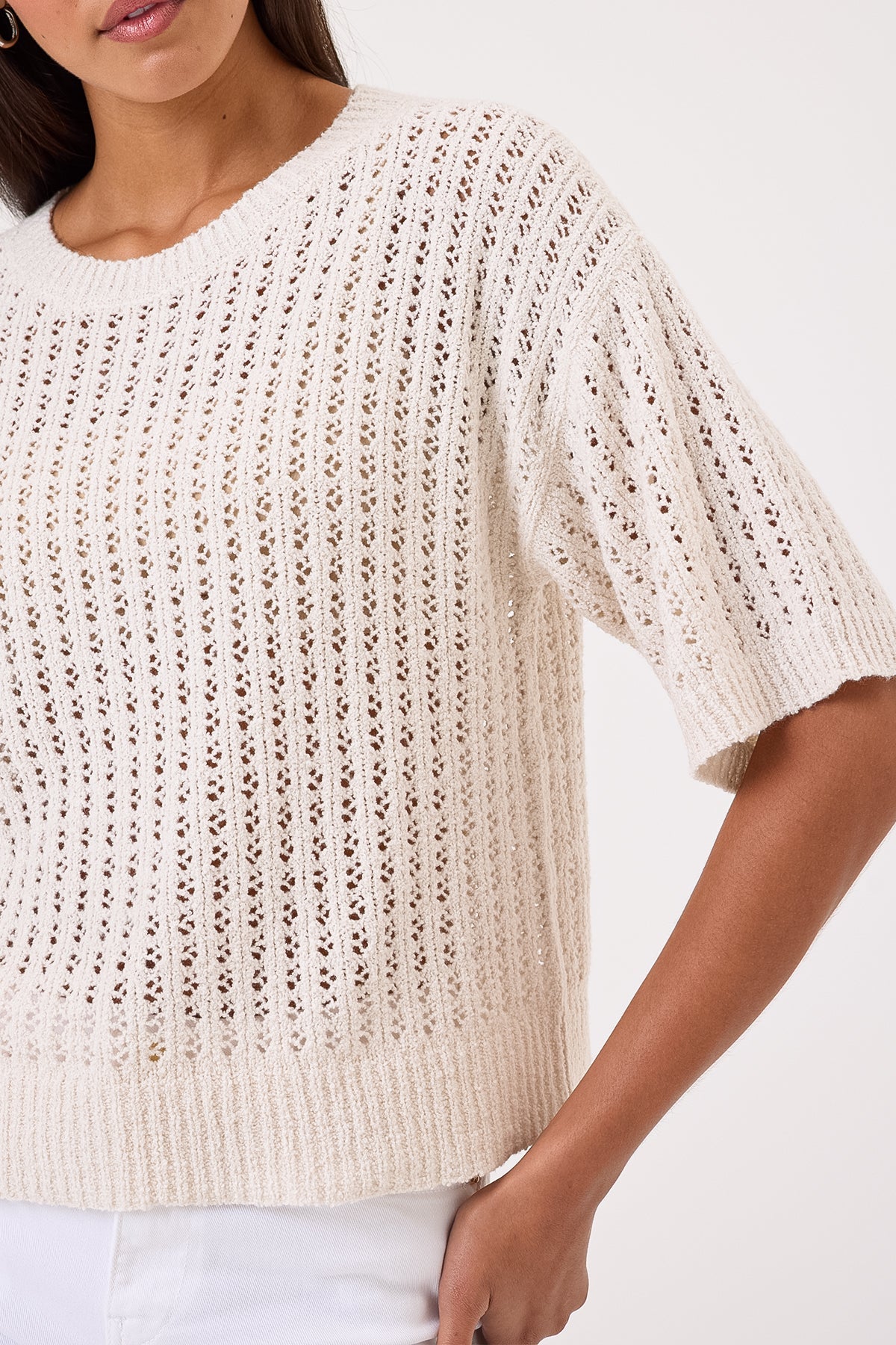 Sophie Bouclé Pullover - Goldie LeWinter #color_white sand