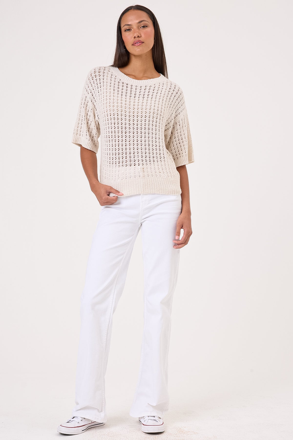 Sophie Bouclé Pullover - Goldie LeWinter #color_white sand