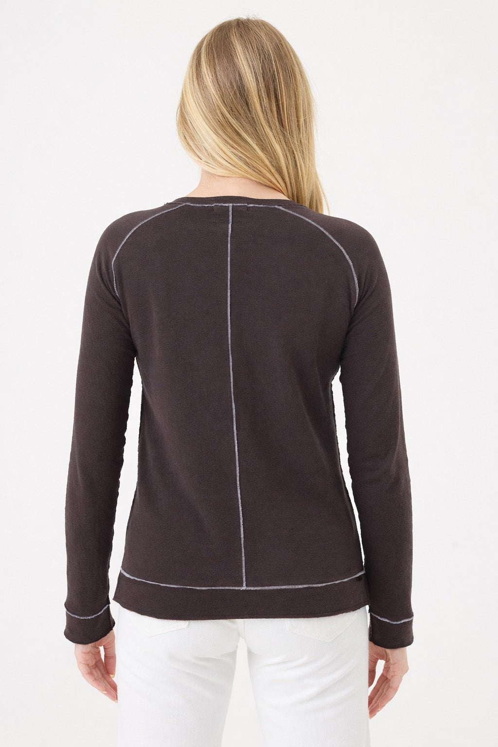 Stella Saddle Shoulder Pullover - Goldie LeWinter #color_coffee / gray heather