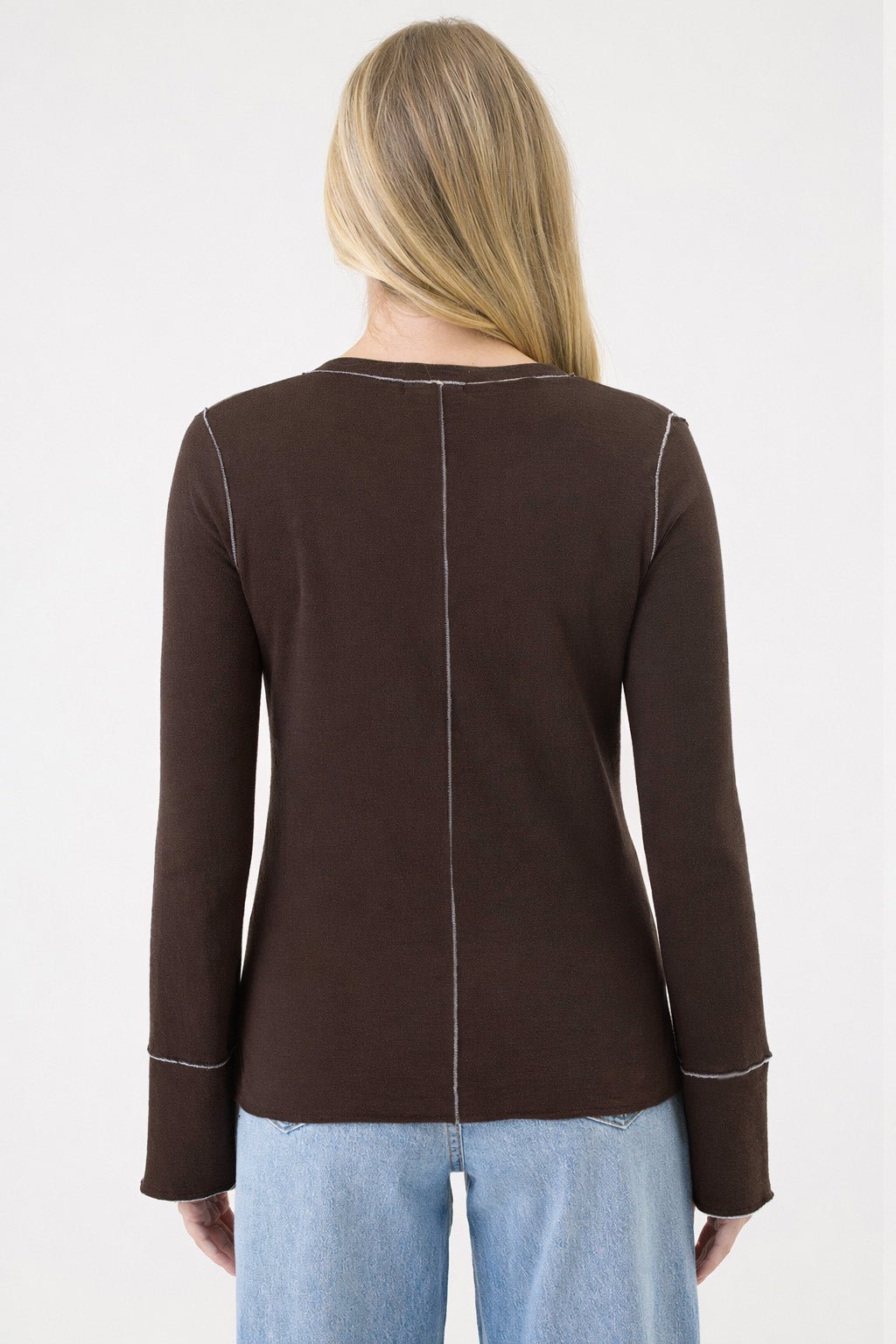 Stella V Neck Pullover - Goldie LeWinter #color_coffee / gray heather
