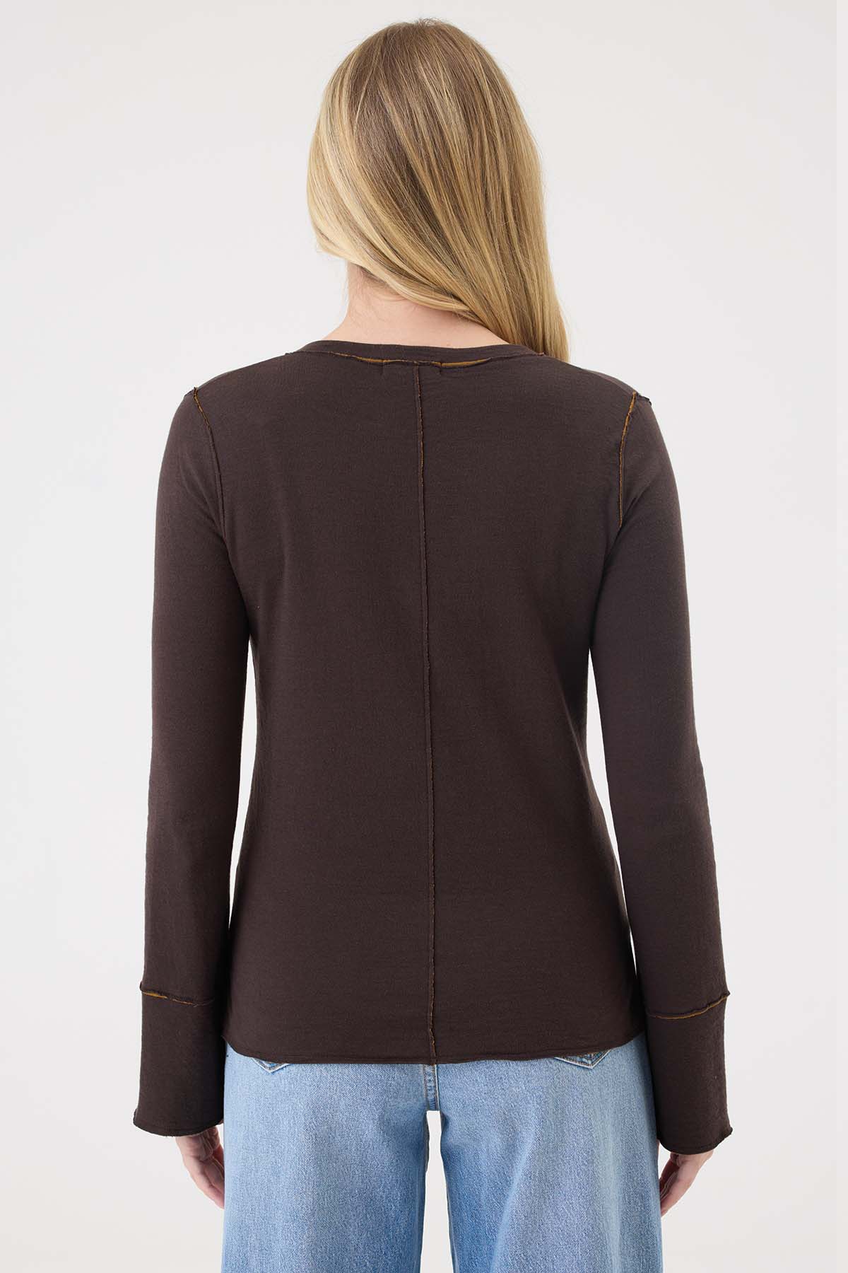 Stella V Neck Pullover - Goldie LeWinter #color_coffee / bronze