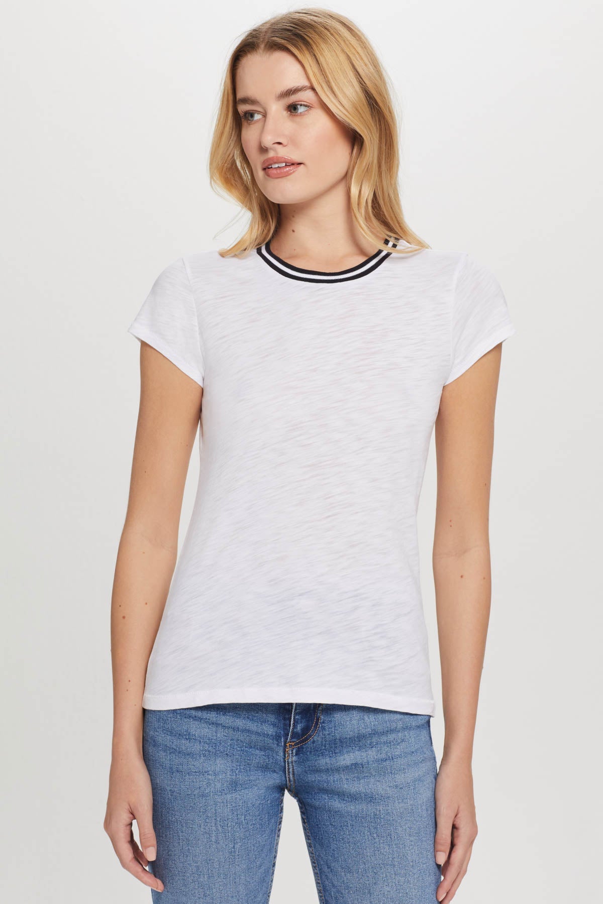 Tipped Ringer Tee - Goldie LeWinter #color_white