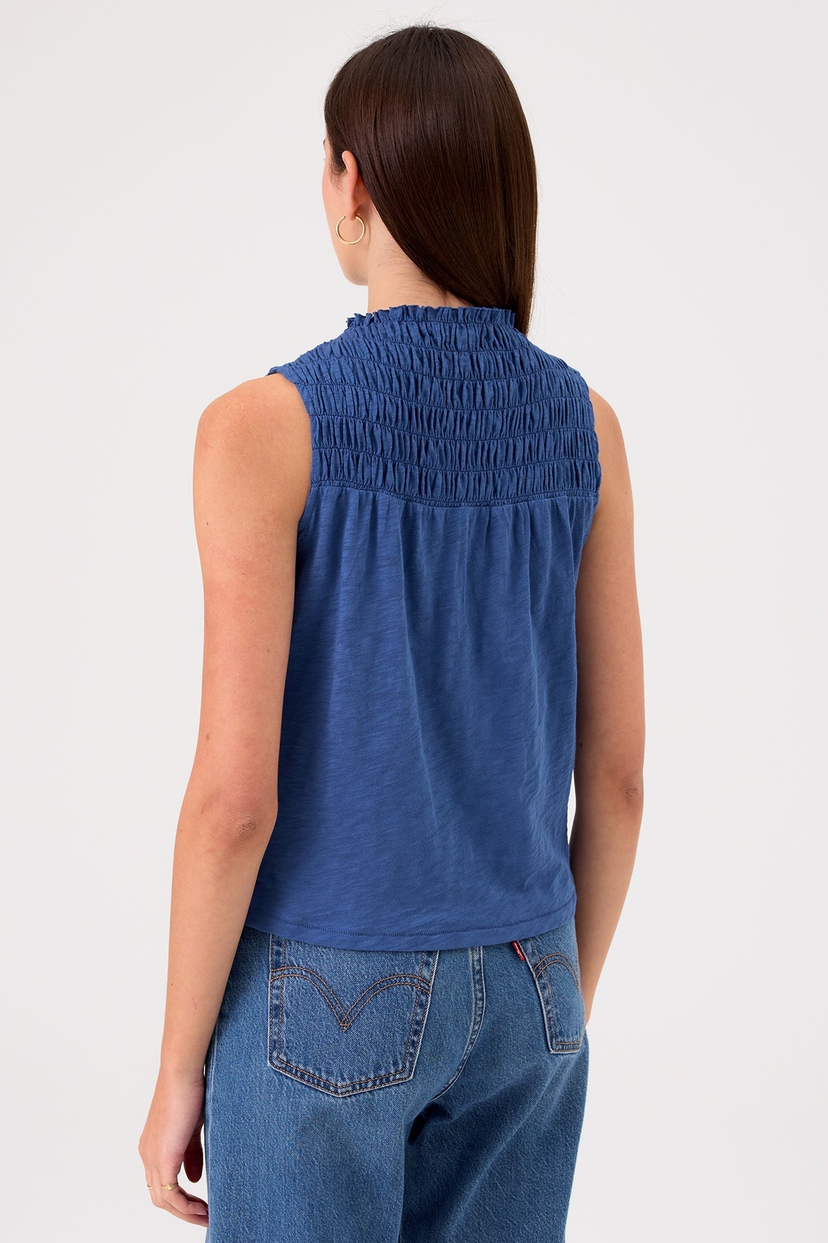 Tori Smocked Shell - Goldie LeWinter #color_denim - limited edition