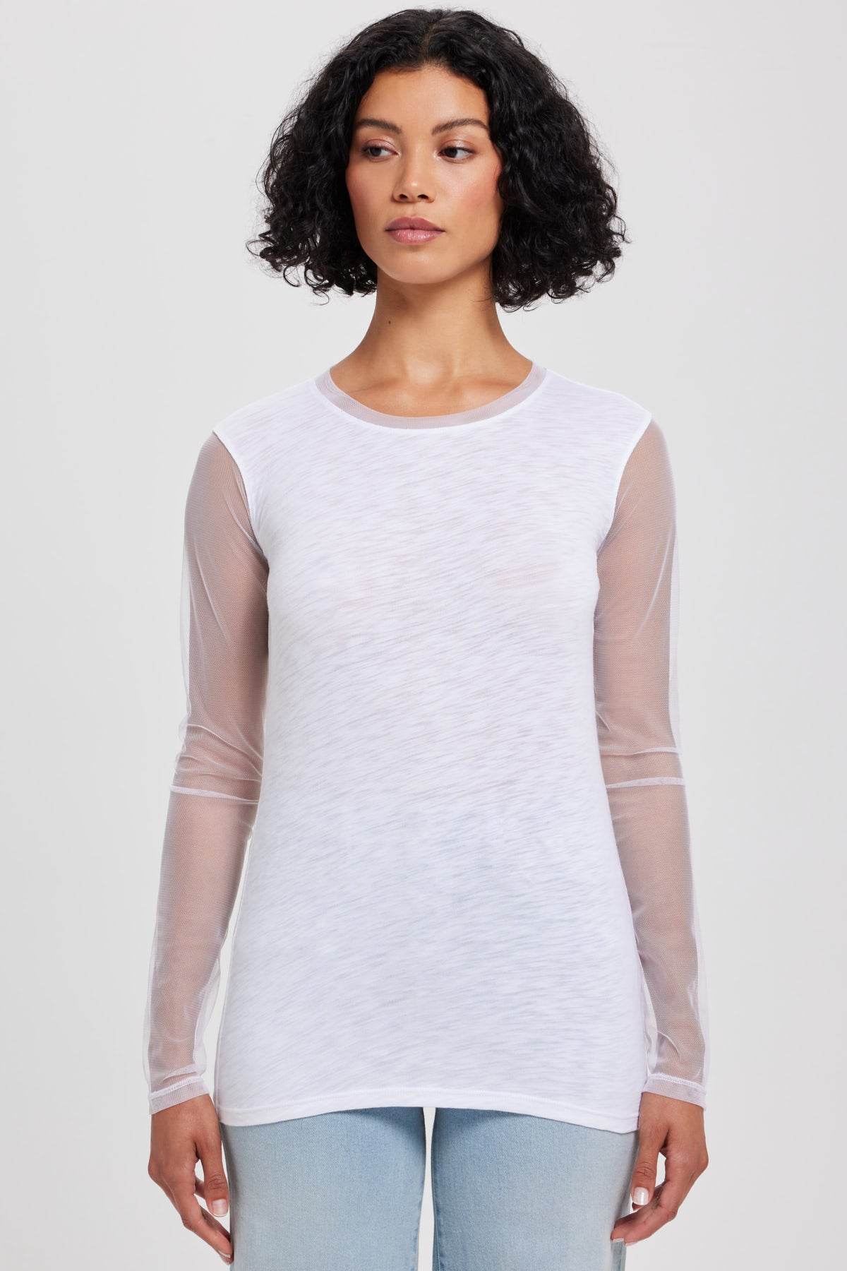 Tulle Long Sleeve Tee - Goldie LeWinter #color_white